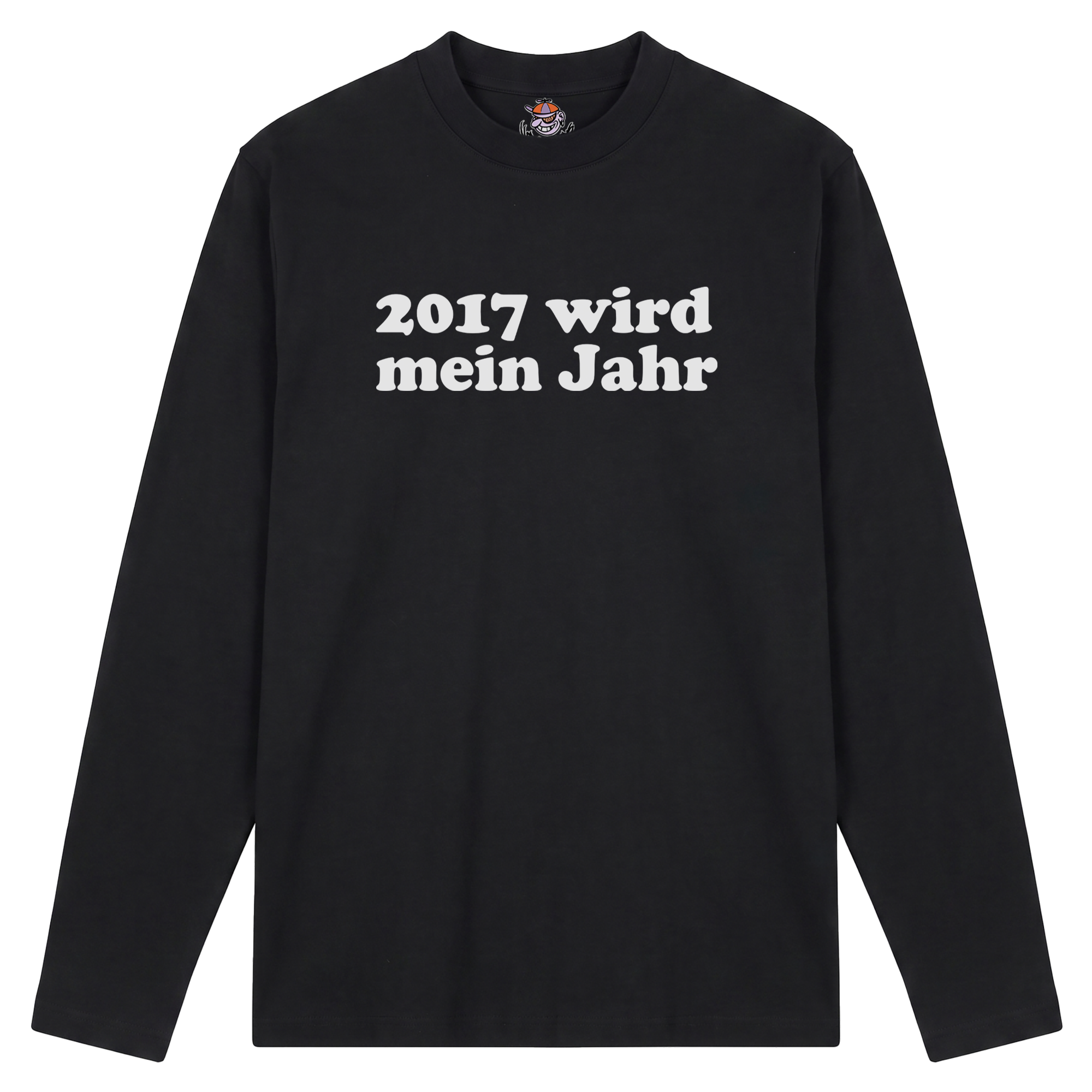 Produktbild schwarzes Longsleeve mit der Aufschrift "2017 wird mein Jahr"