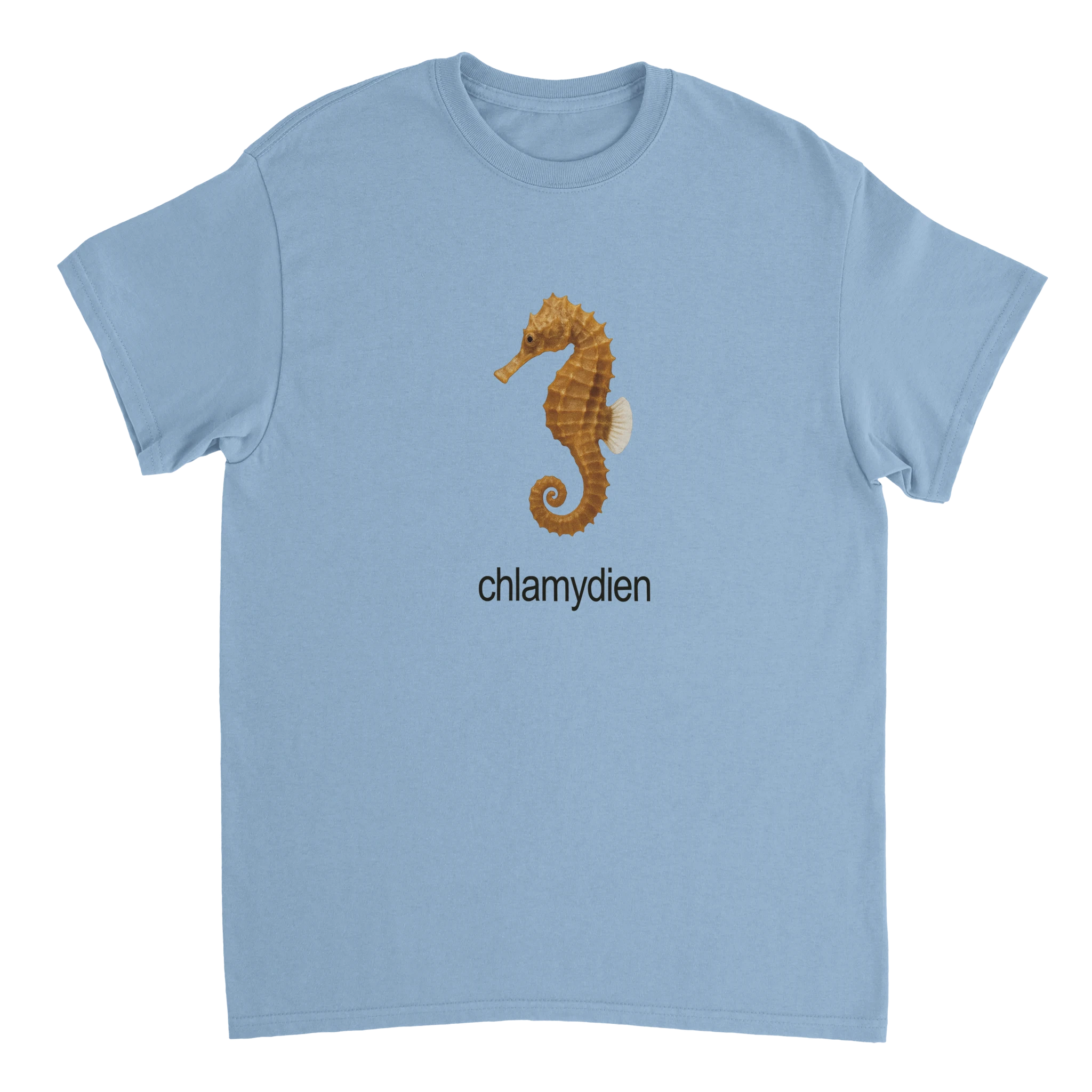 chlamydien meme mit Seepferdchen T-Shirt in hellblau