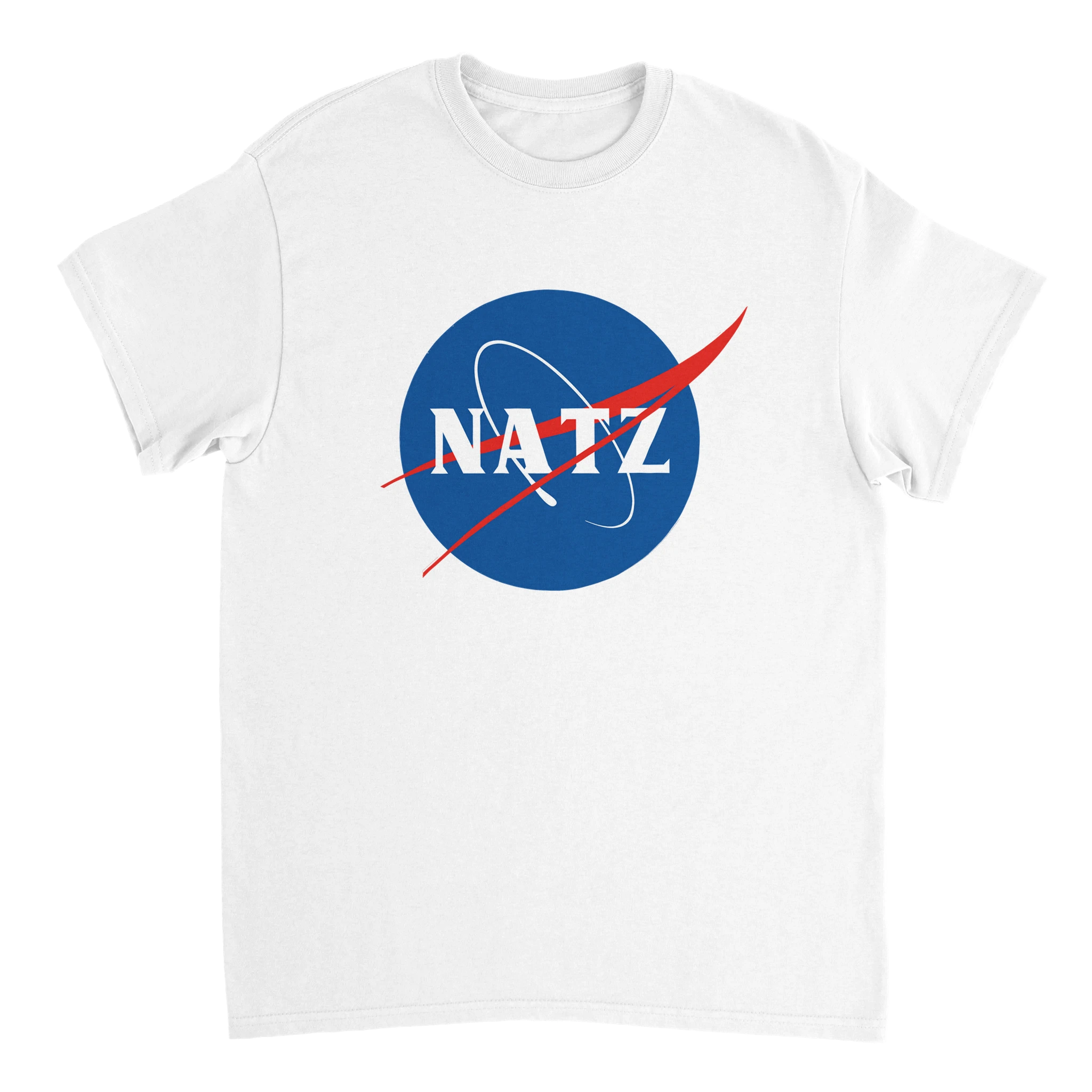 T-Shirt mit der Aufschrift Natz auf einem Blauen Kreis