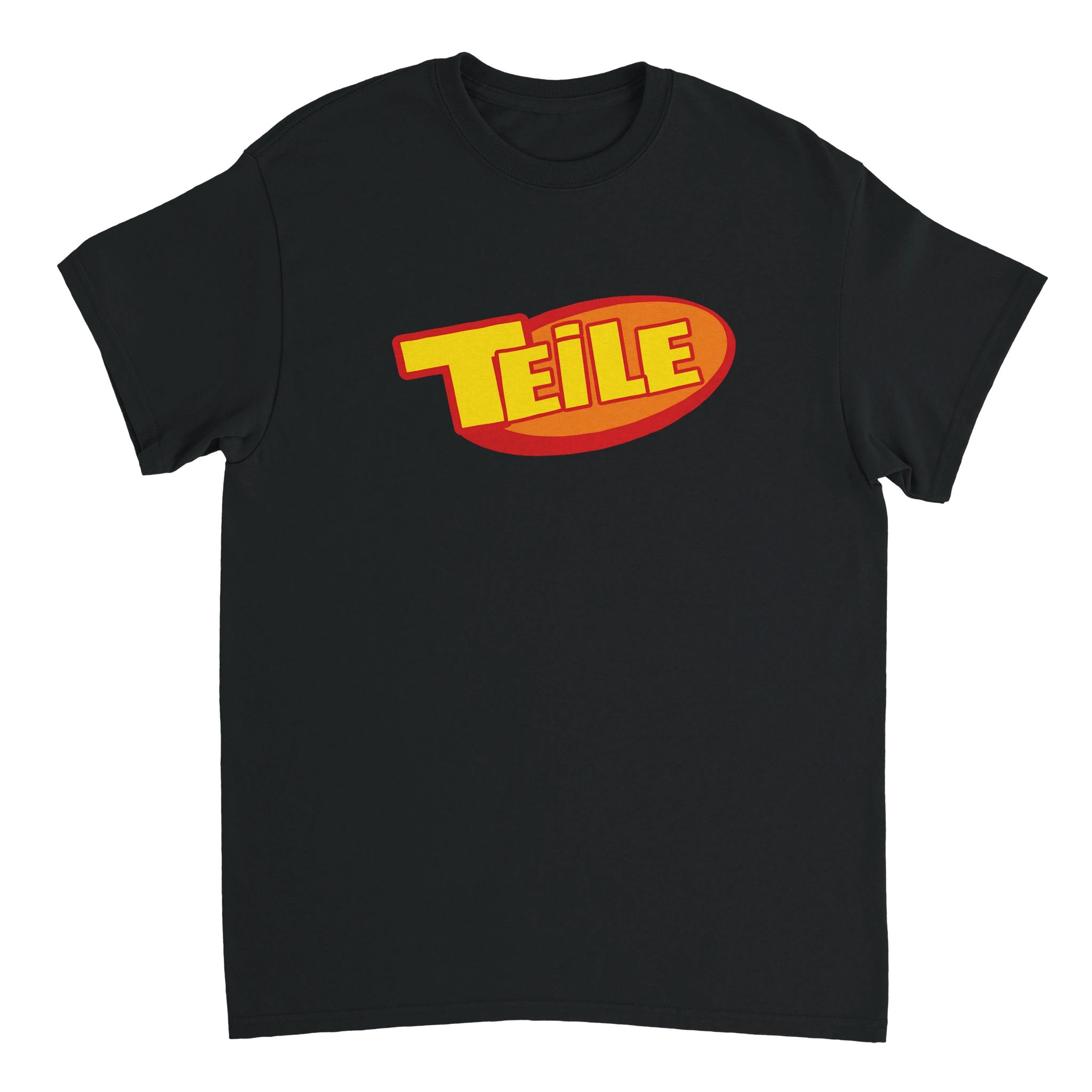 schwarzes meme T-Shirt mit dem Aufdruck Teile in Orange