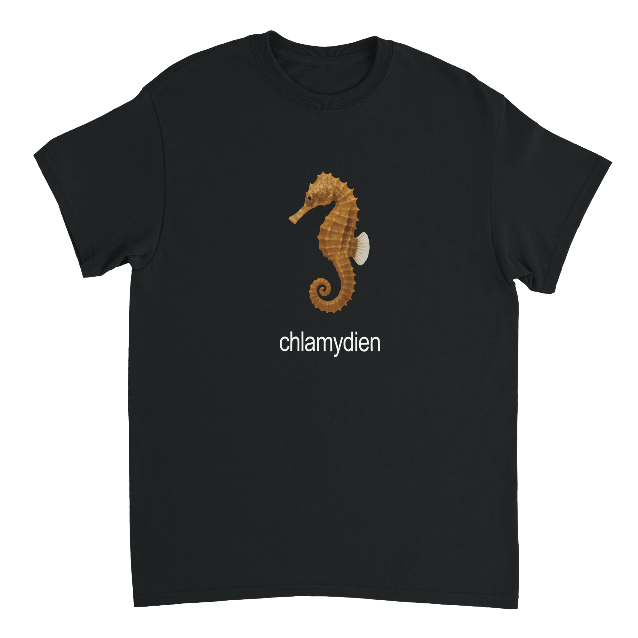 chlamydien meme mit Seepferdchen T-Shirt in schwarz