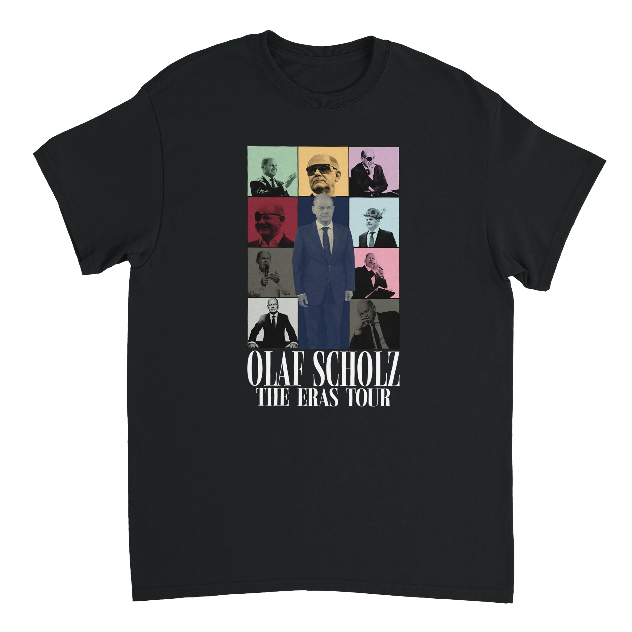 schwarzes Meme T-Shirt von Olaf Scholz im Style des Eras Tour T-Shirt