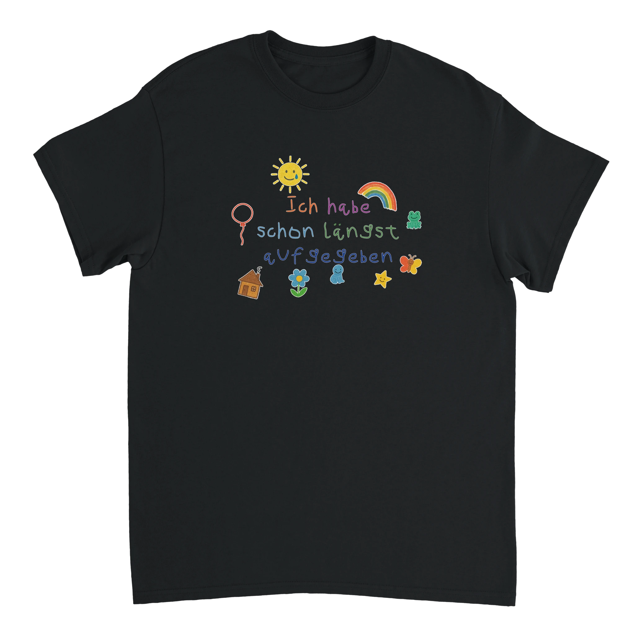 Meme T-Shirt mit dem Aufdruck Ich habe schon längst aufgegeben in schwarz