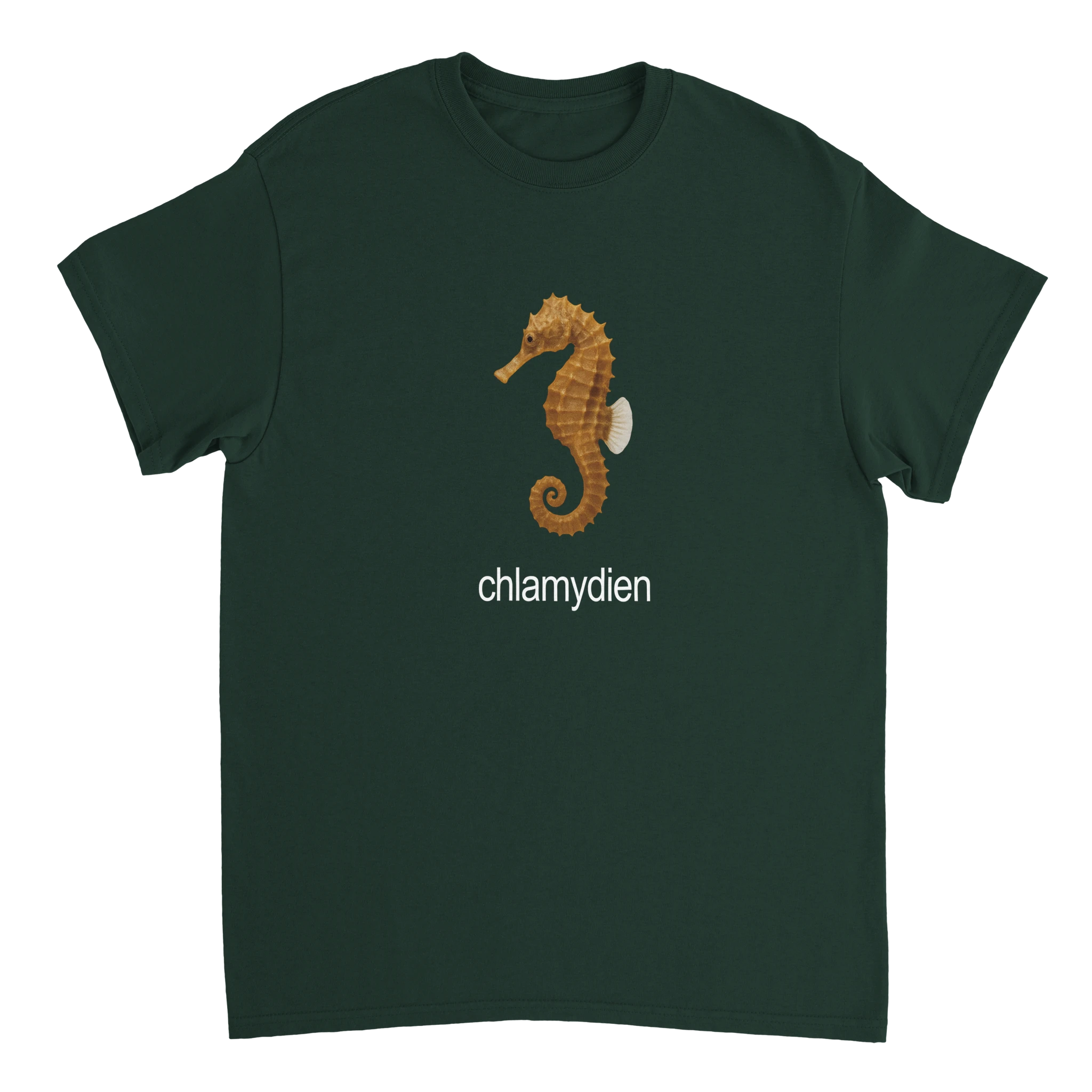 chlamydien meme mit Seepferdchen T-Shirt in dunkelgrün