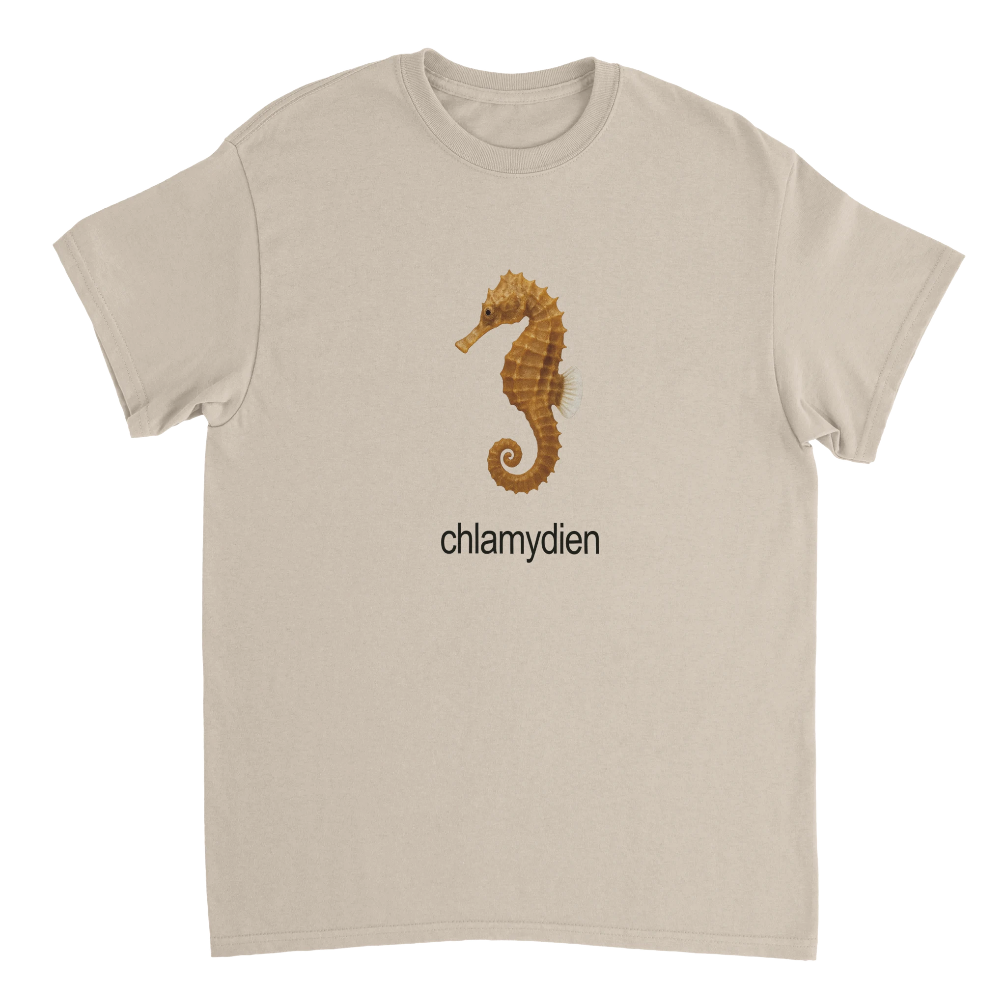 chlamydien meme mit Seepferdchen T-Shirt in sandfarben