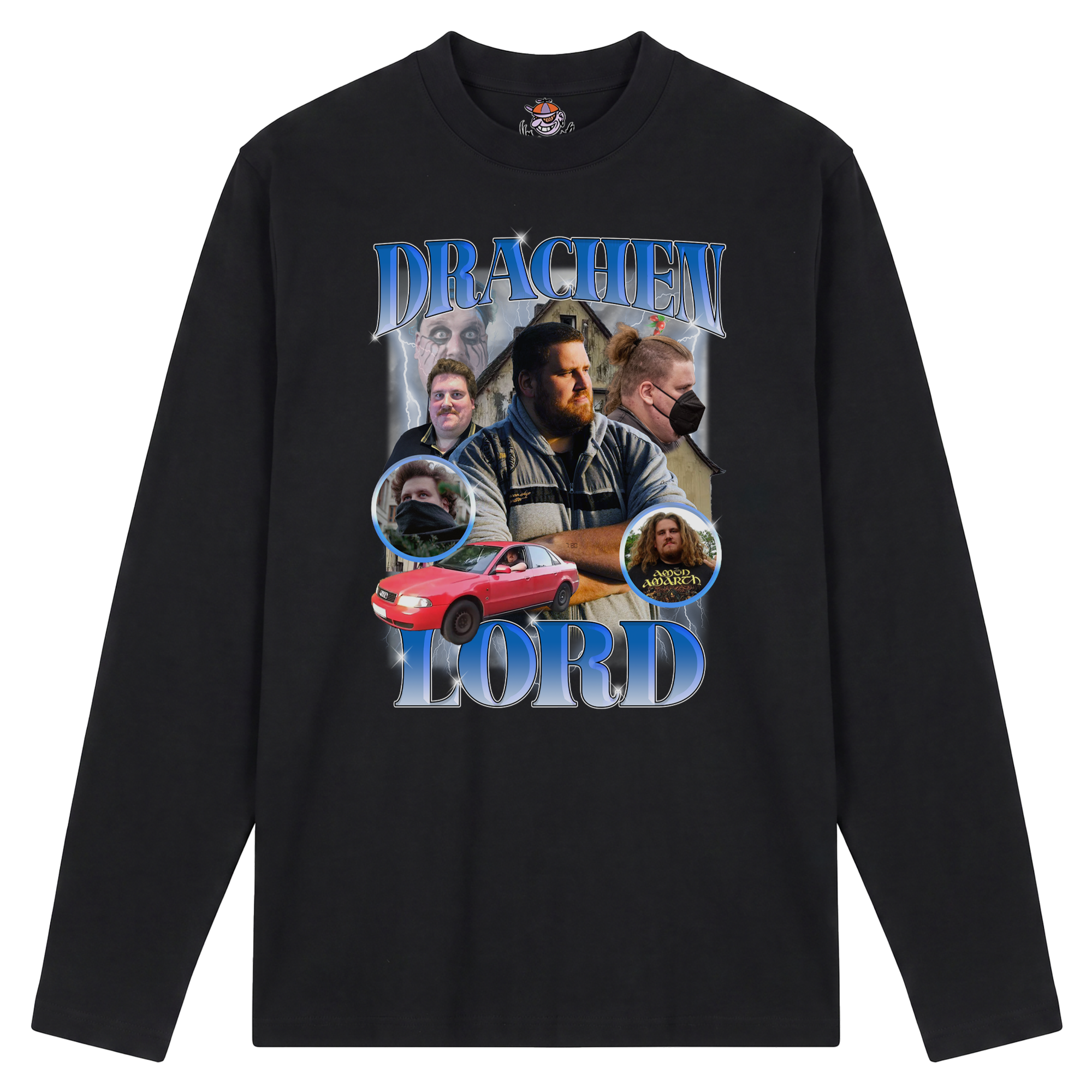 Produktbild schwarzes Longsleeve mit der Aufschrift "Drachenlord"