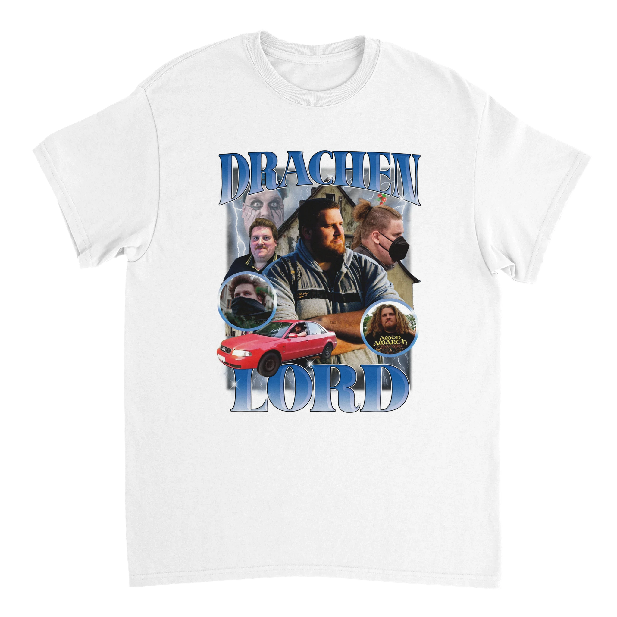 weißes T-Shirt mit Drachenlord / Rainer Winkler abgebildet