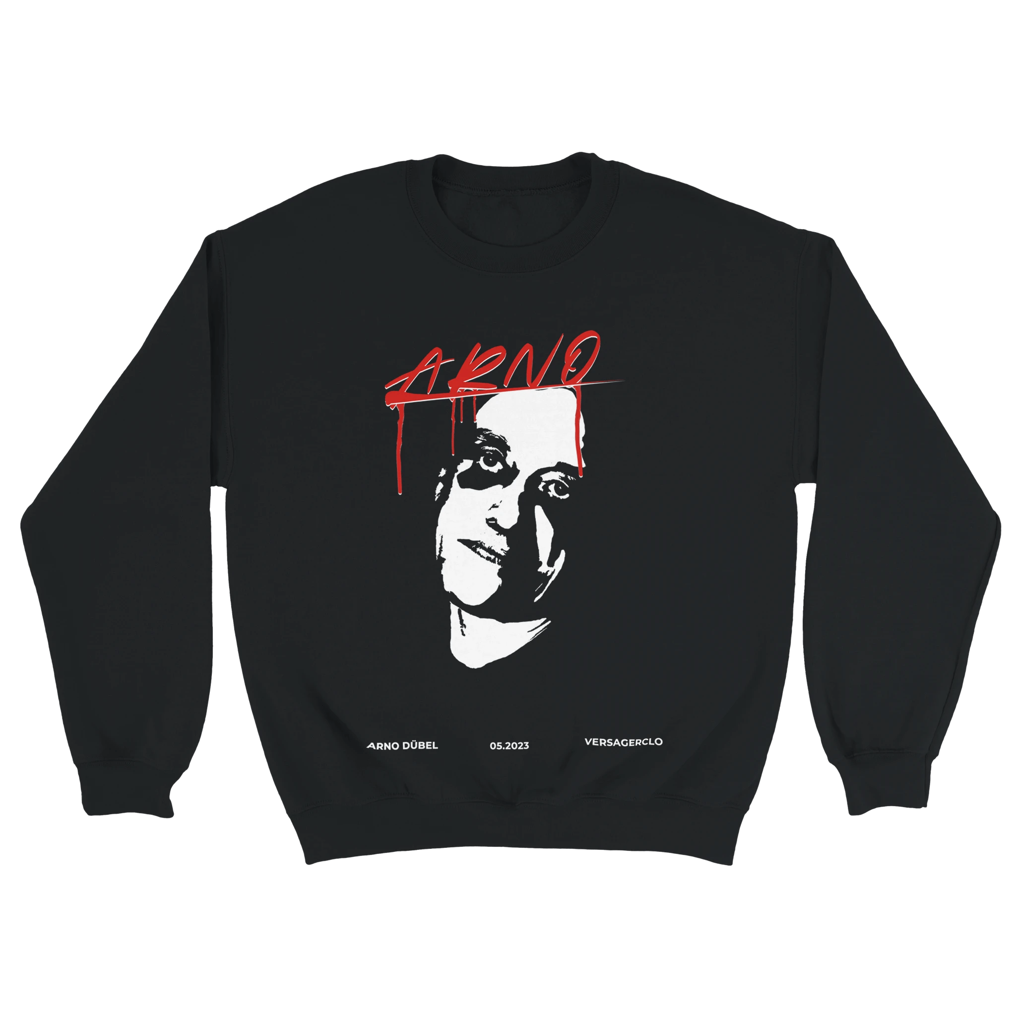 schwarzer Sweater mit Arno Dübel im Style von Whole Lotta Red von Playboi carti