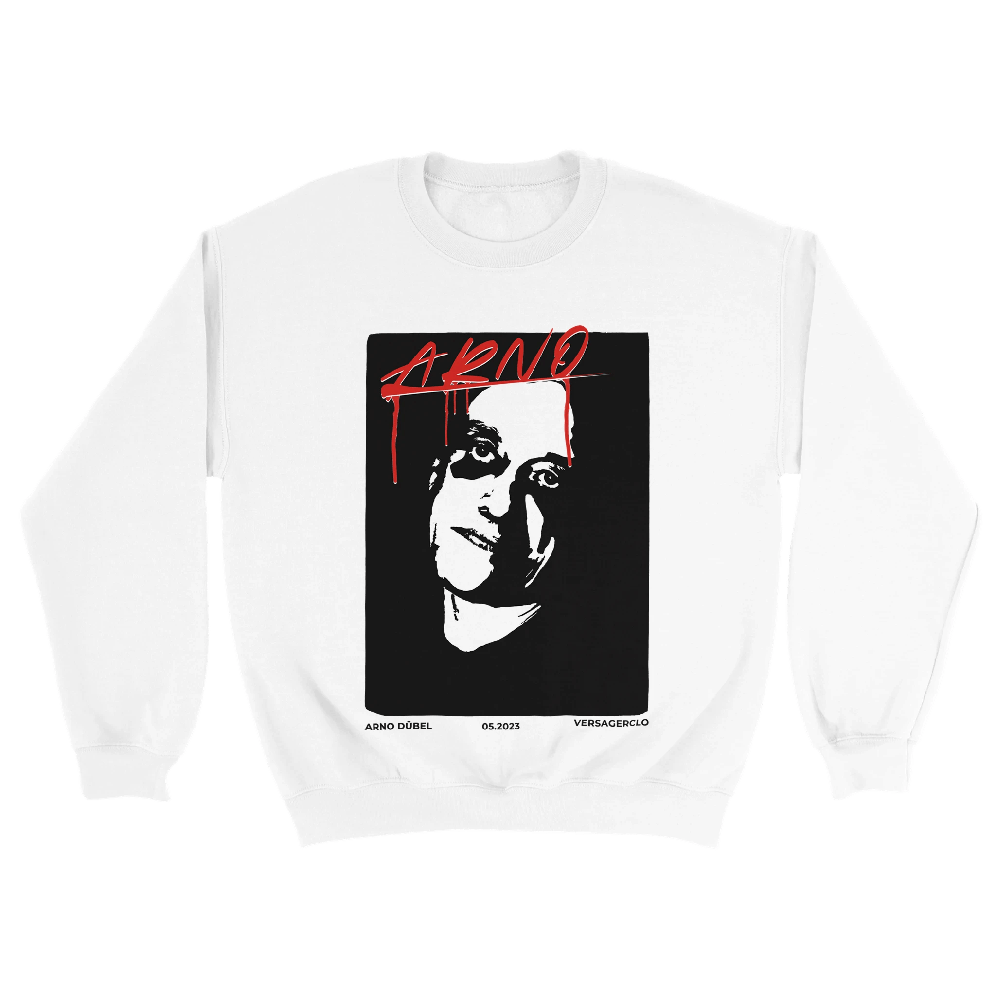 weißer Sweater mit Arno Dübel im Style von Whole Lotta Red von Playboi carti