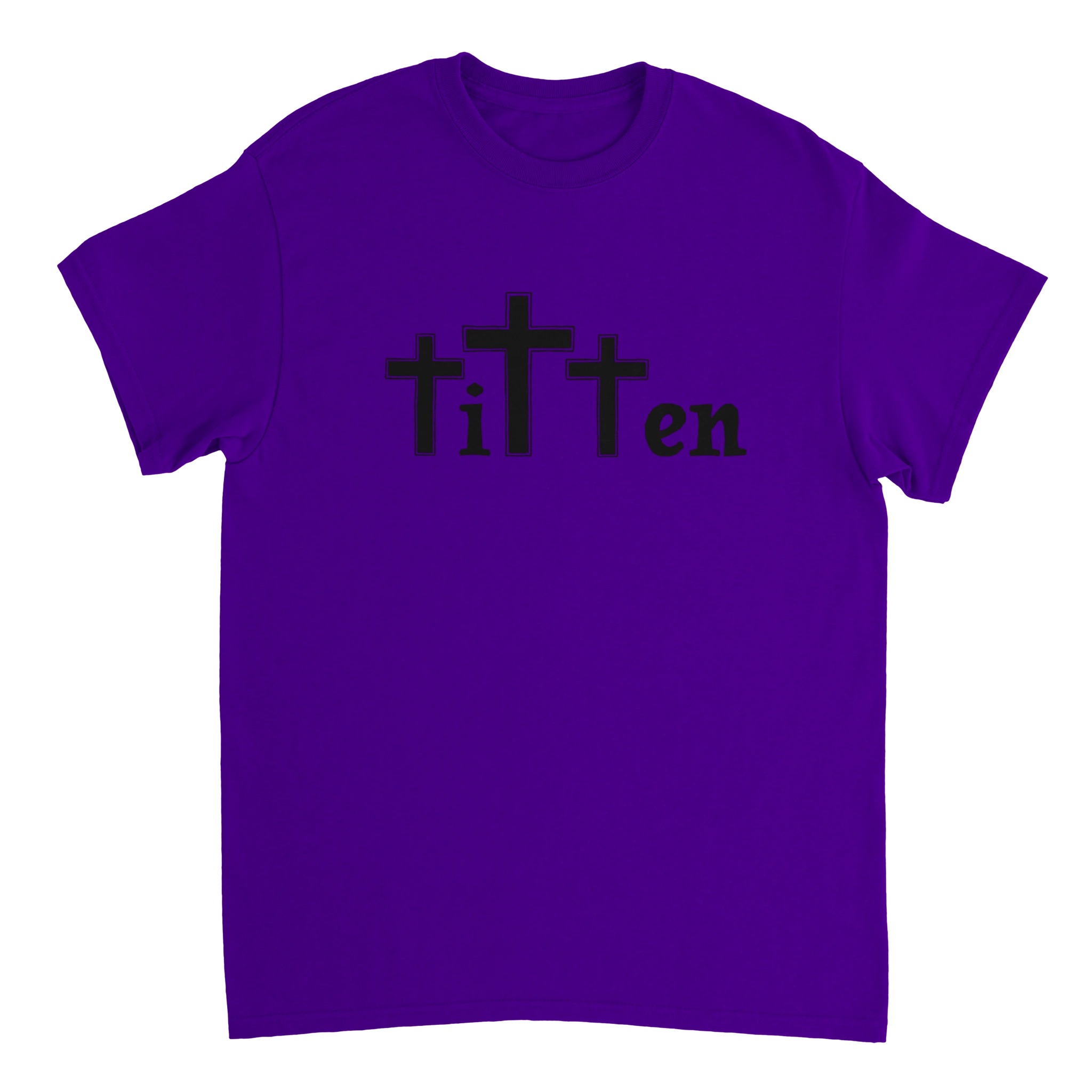 Titten aus Kreuzen geschrieben Meme T-Shirt in lila