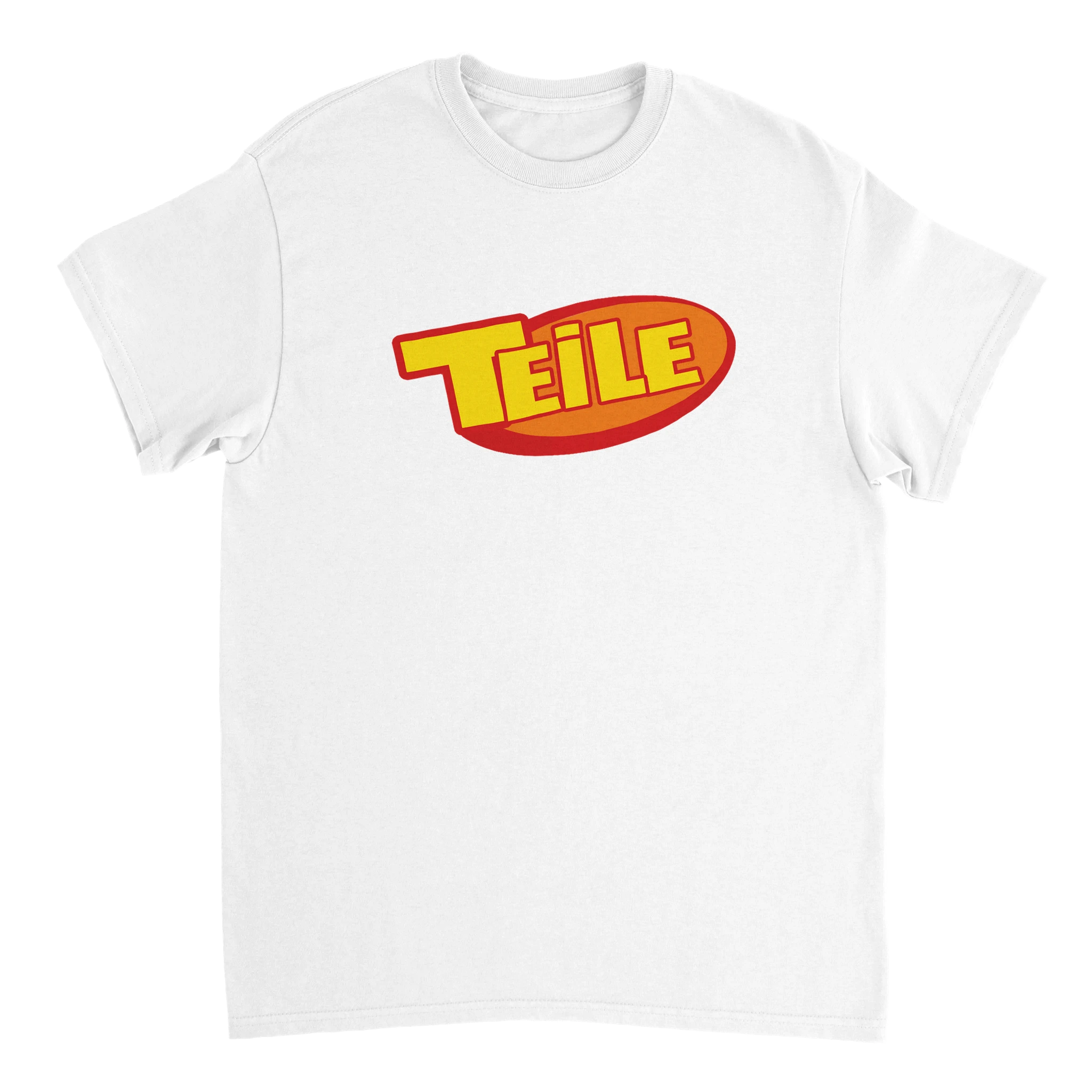 weißes meme T-Shirt mit dem Aufdruck Teile in Orange