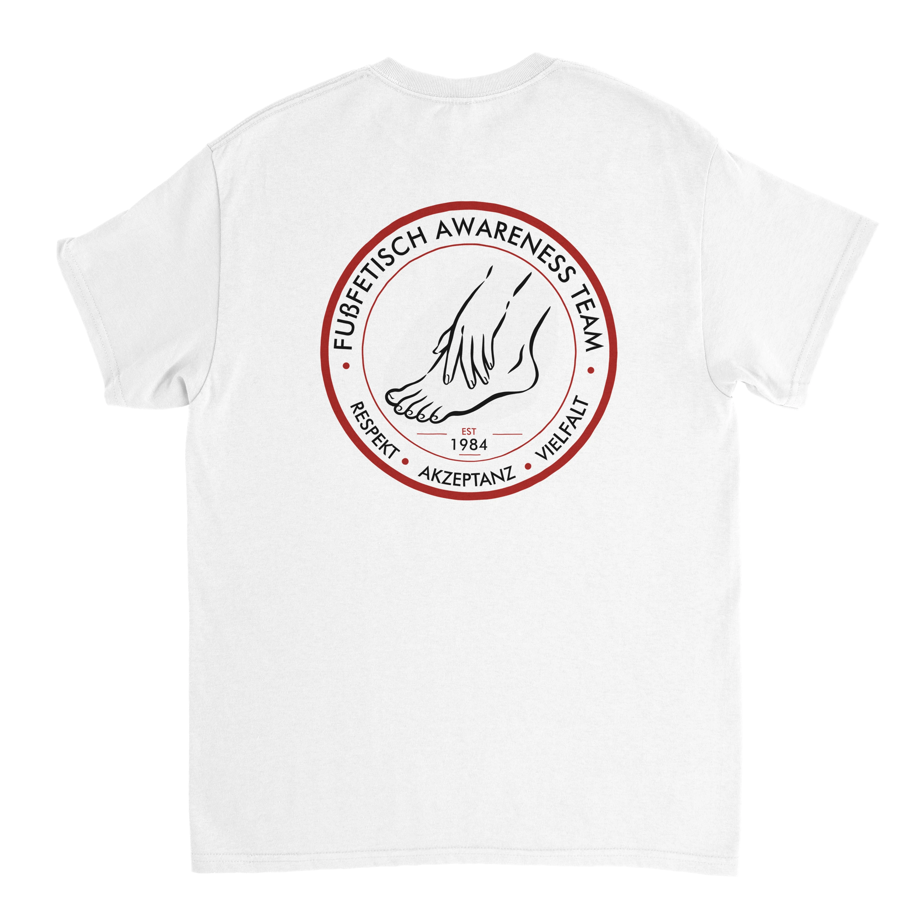 Fußfetisch Awareness Team Beidseitiger Logo Druck T-Shirt