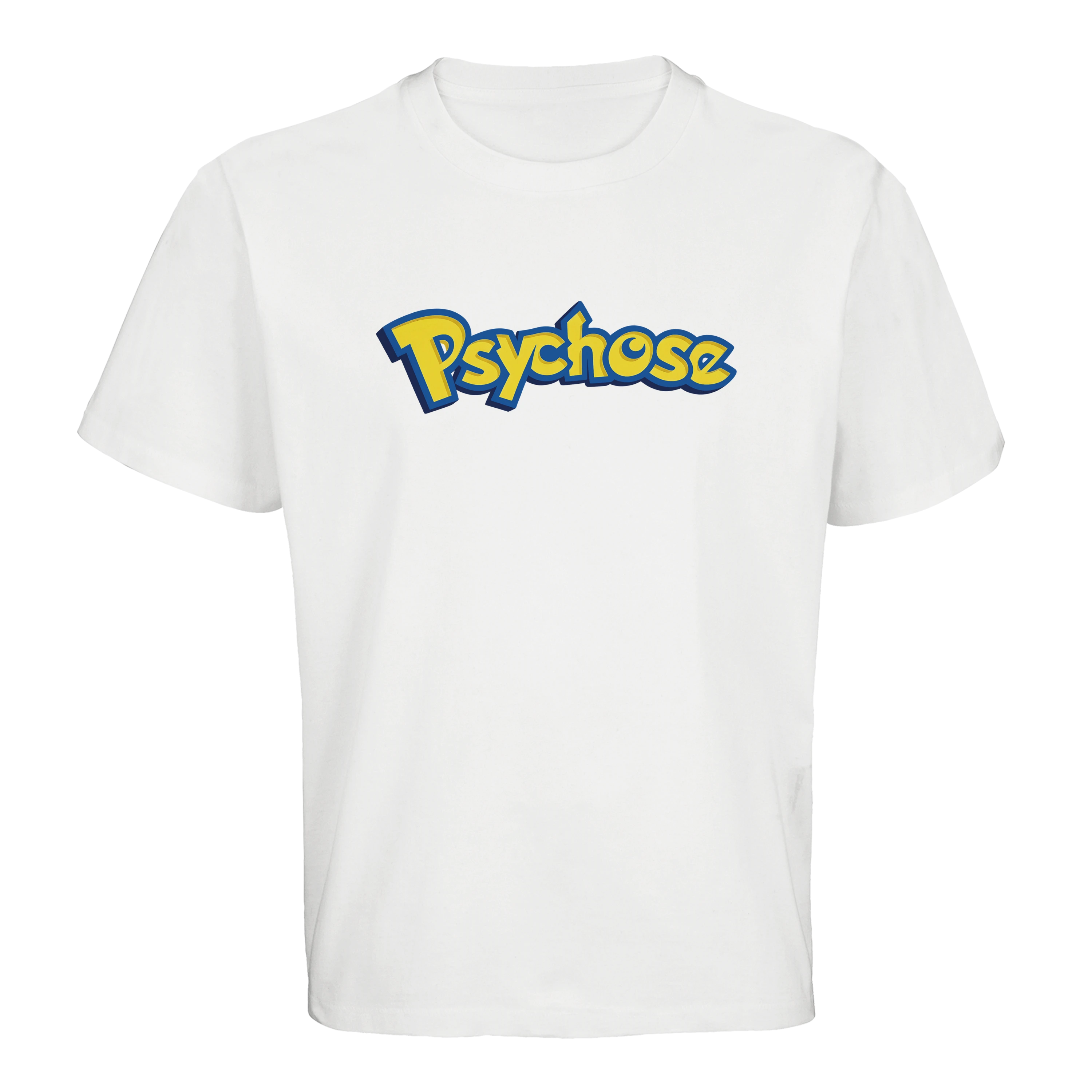 Produktbild von weißem Oversized T-Shirt mit der Aufschrift Psychose