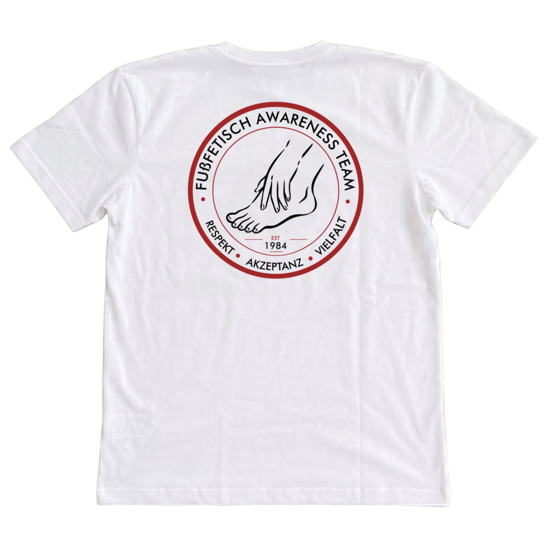 Fußfetisch Awareness Team Beidseitiger Logo Druck T-Shirt