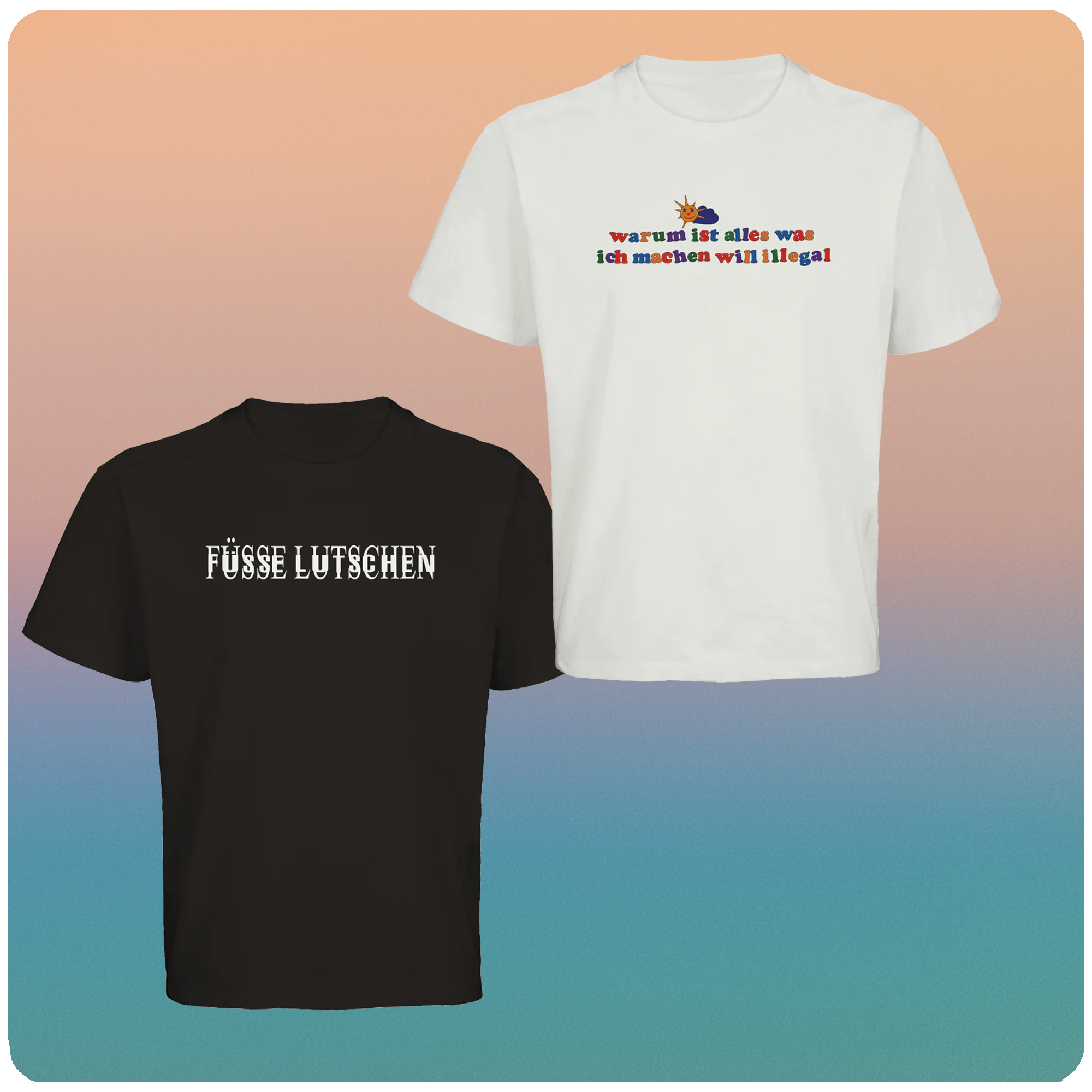 Kategorie Bild der Oversized T-Shirts mit zwei Shirts vor einem Farbverlauf