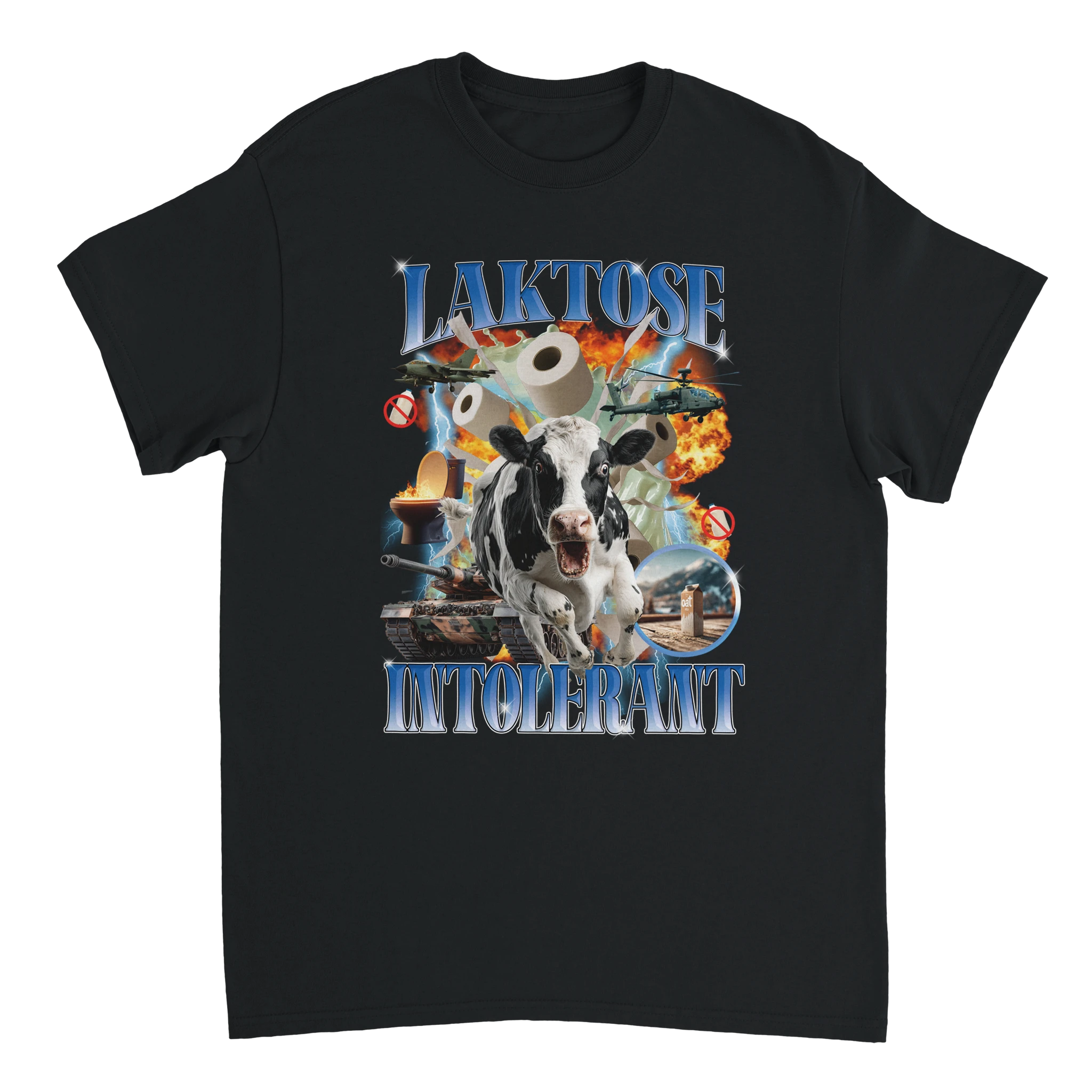 schwarzes Laktose Intolerant T-Shirt
