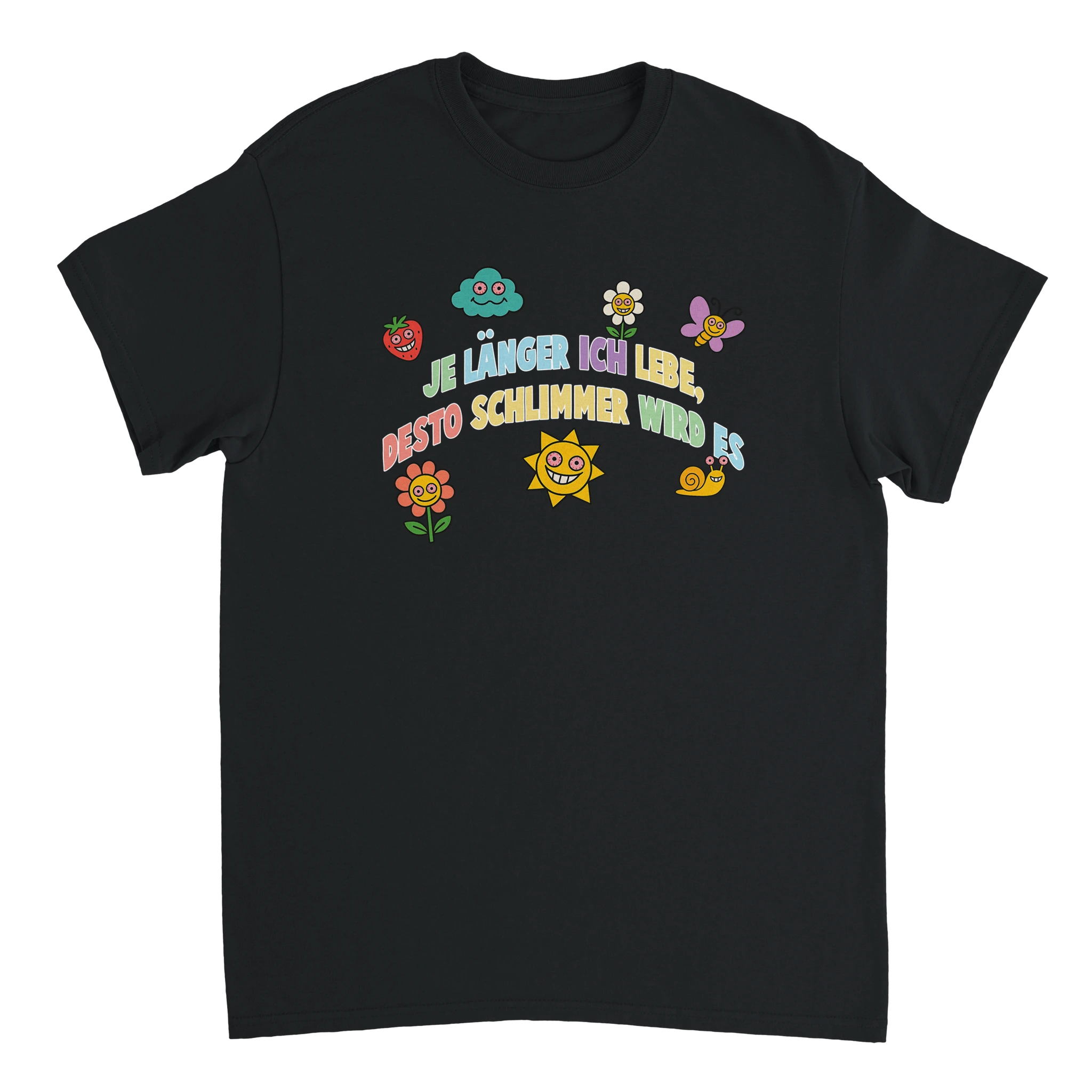 Je länger ich lebe, desto schlimmer wird es Meme T-Shirt in schwarz