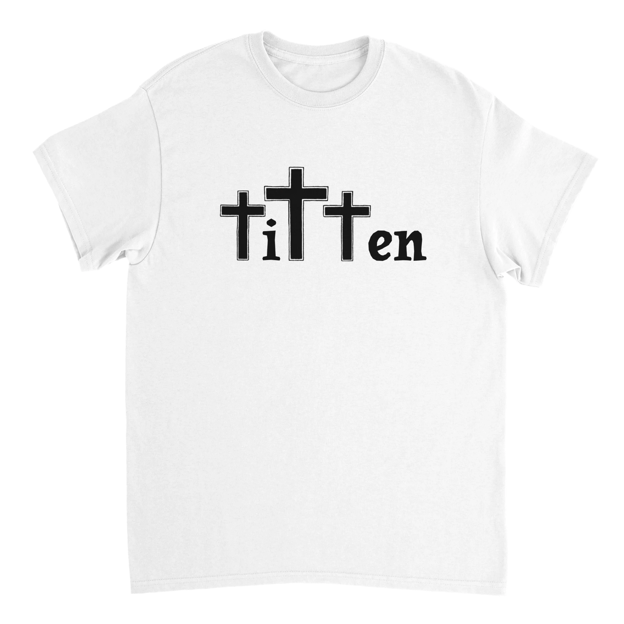 Titten aus Kreuzen geschrieben Meme T-Shirt in weiß