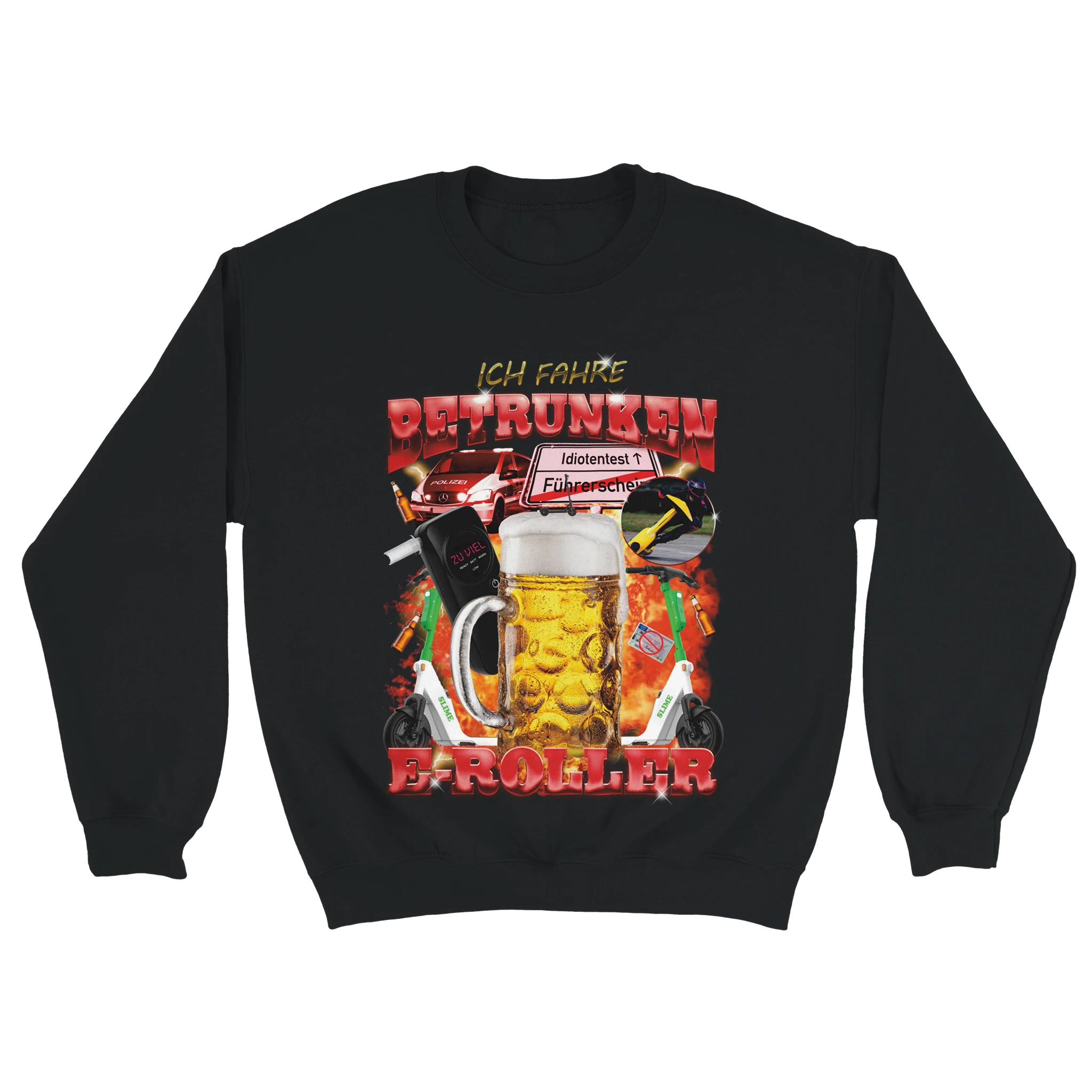 Ich fahre betrunken E-Roller Sweater in schwarz