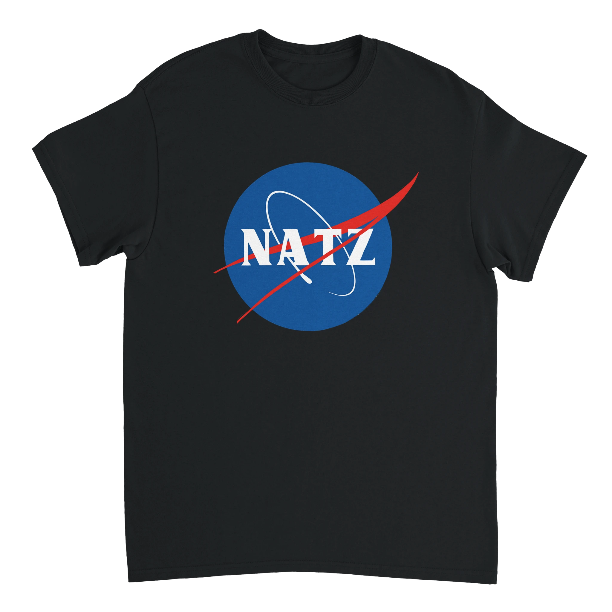 T-Shirt mit der Aufschrift Natz auf einem Blauen Kreis