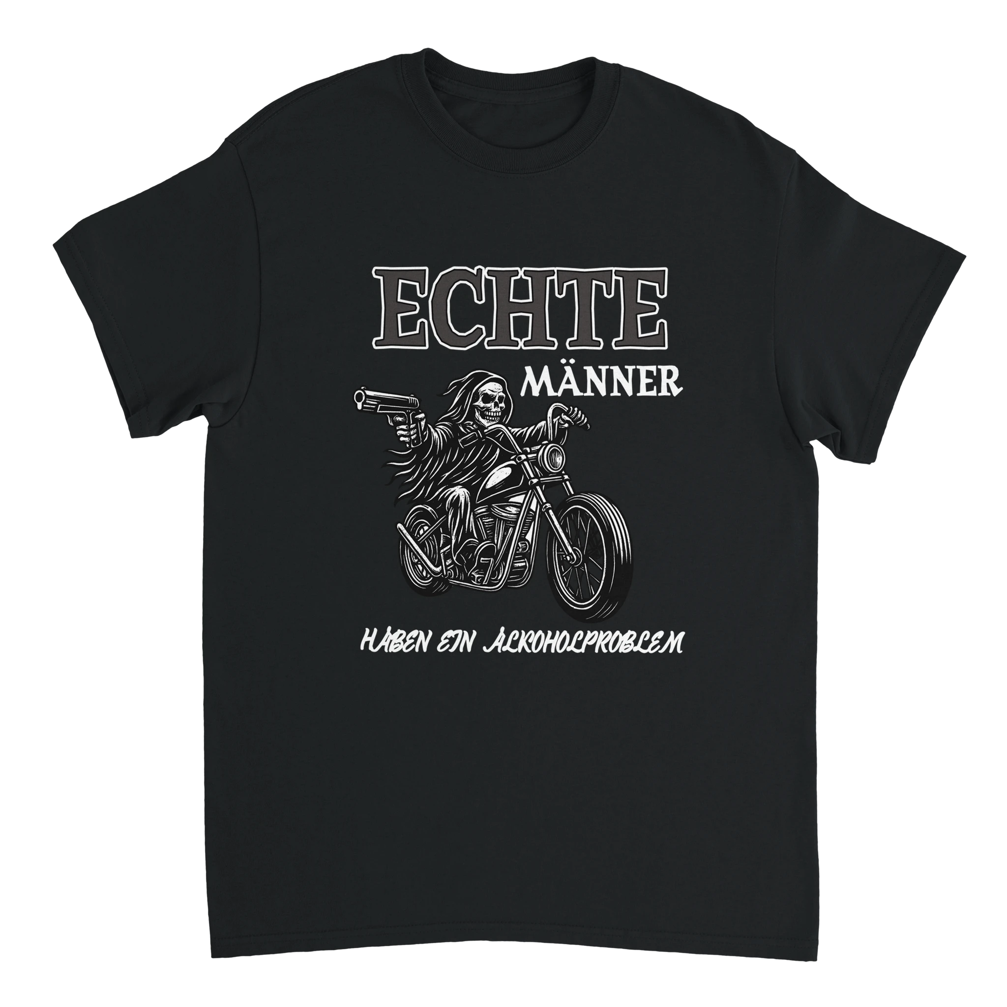 Echte Männer haben ein Alkoholproblem Meme T-Shirt in schwarz
