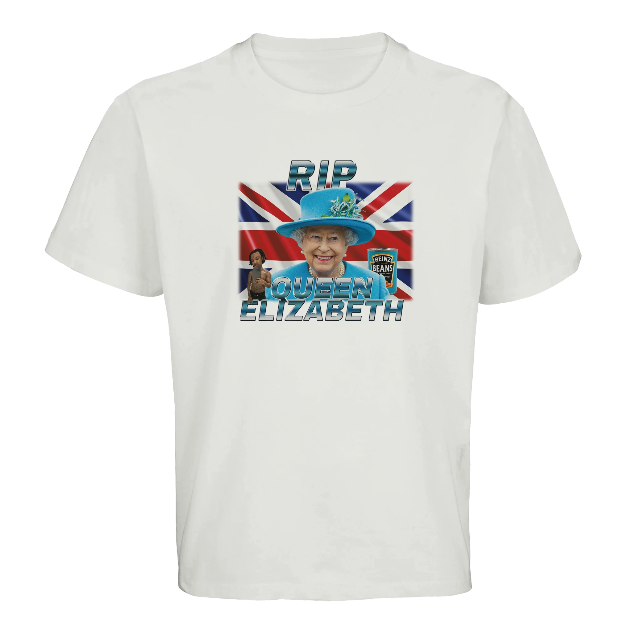 Rip Queen Elizabeth Oversized T-Shirt in weiß