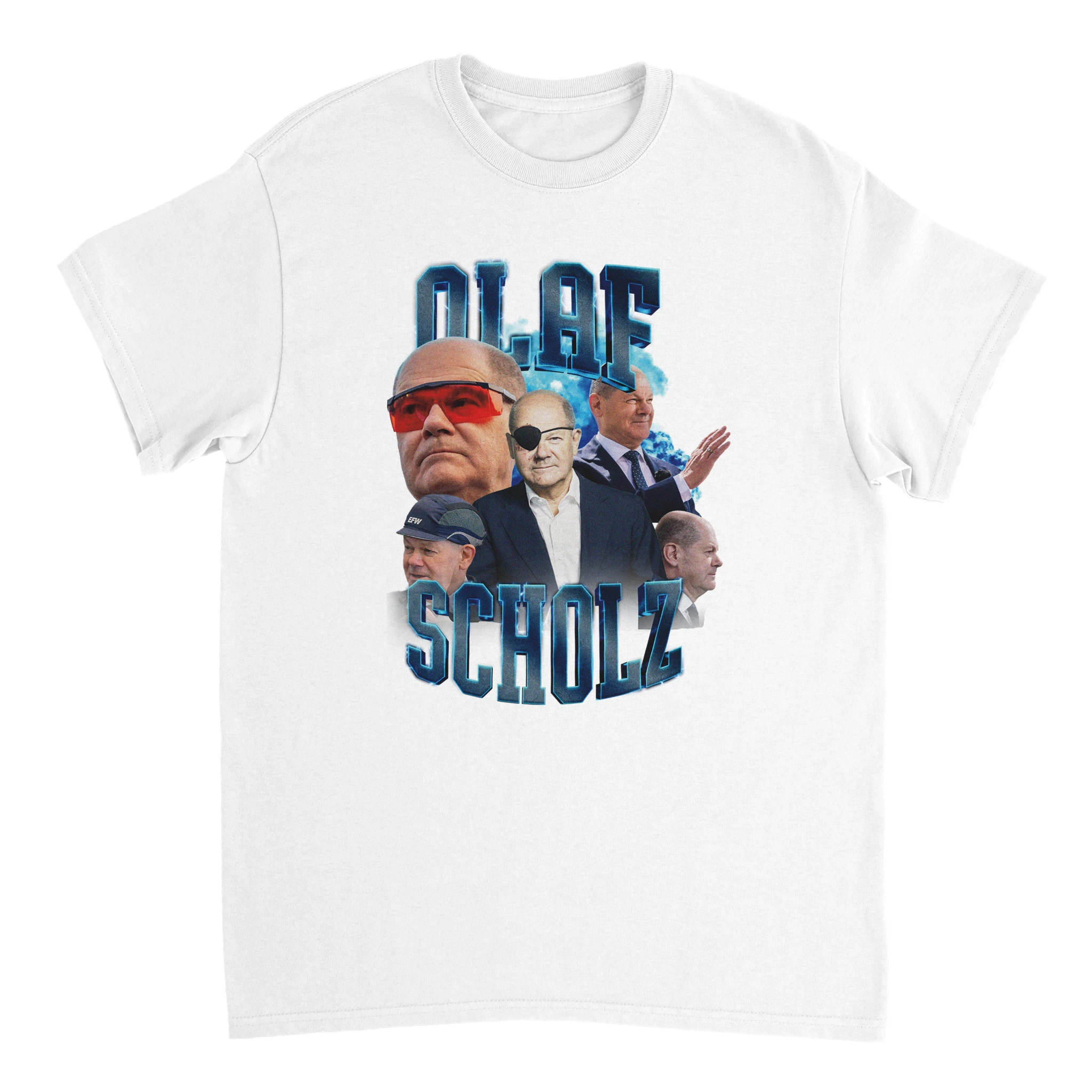 weißes Olaf Scholz 90s Bootleg T-Shirt