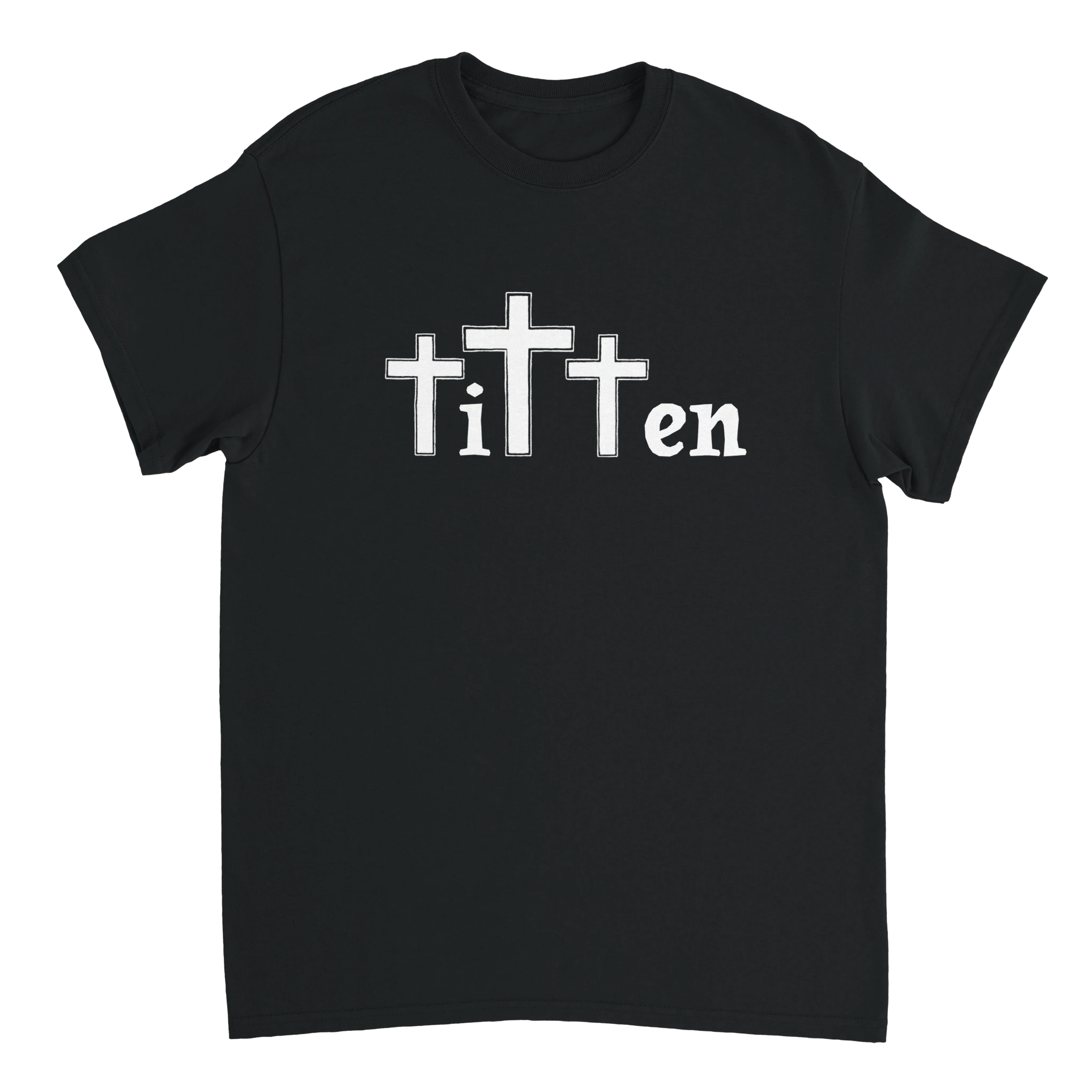 Titten aus Kreuzen geschrieben Meme T-Shirt in schwarz
