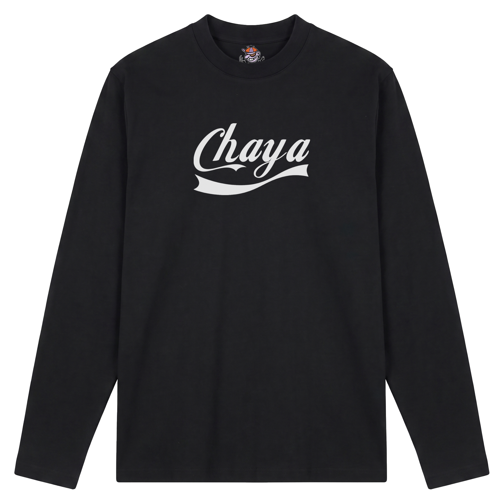 Produktbild schwarzes Longsleeve mit der Aufschrift "Chaya"