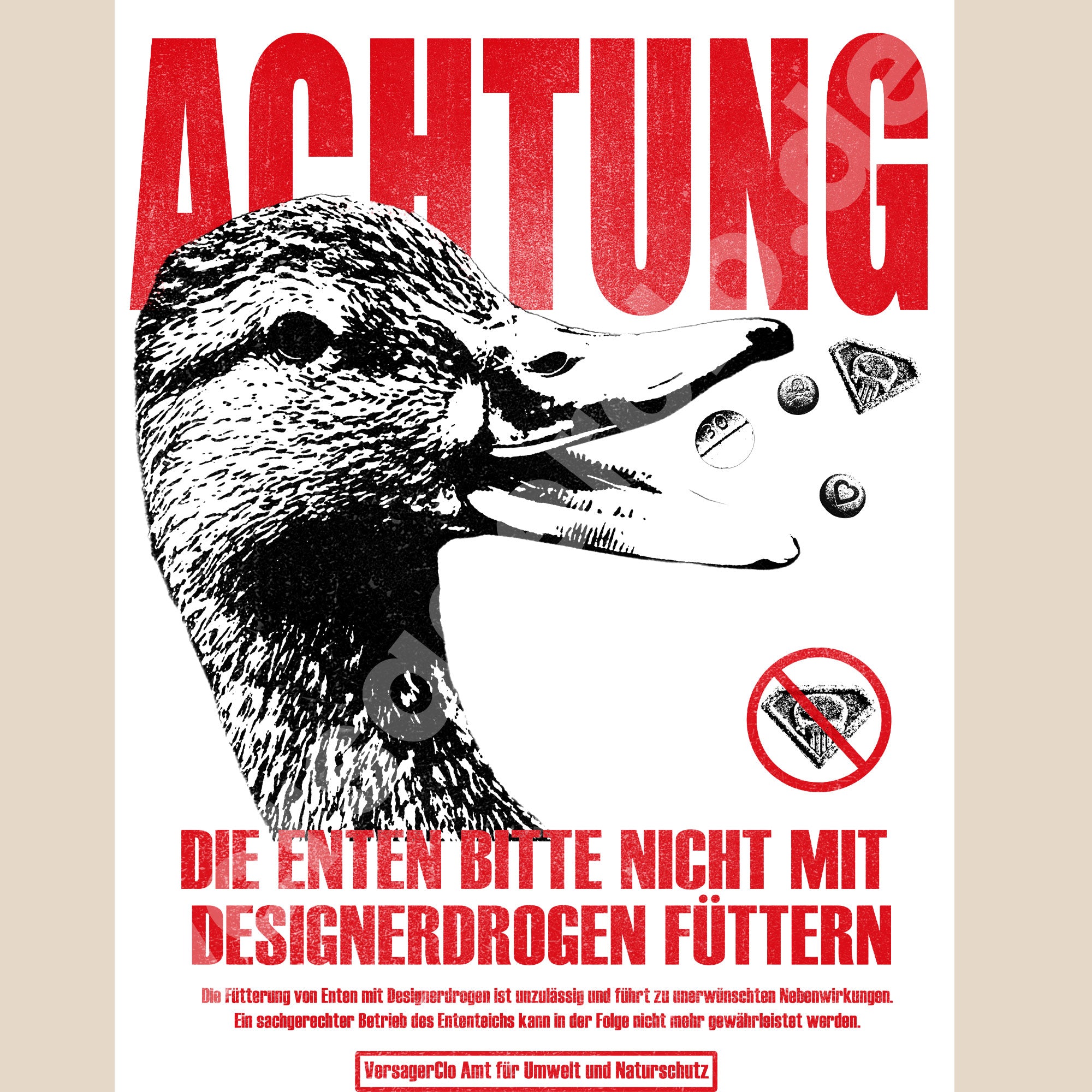 Die Enten bitte nicht mit Designerdrogen füttern Sticker