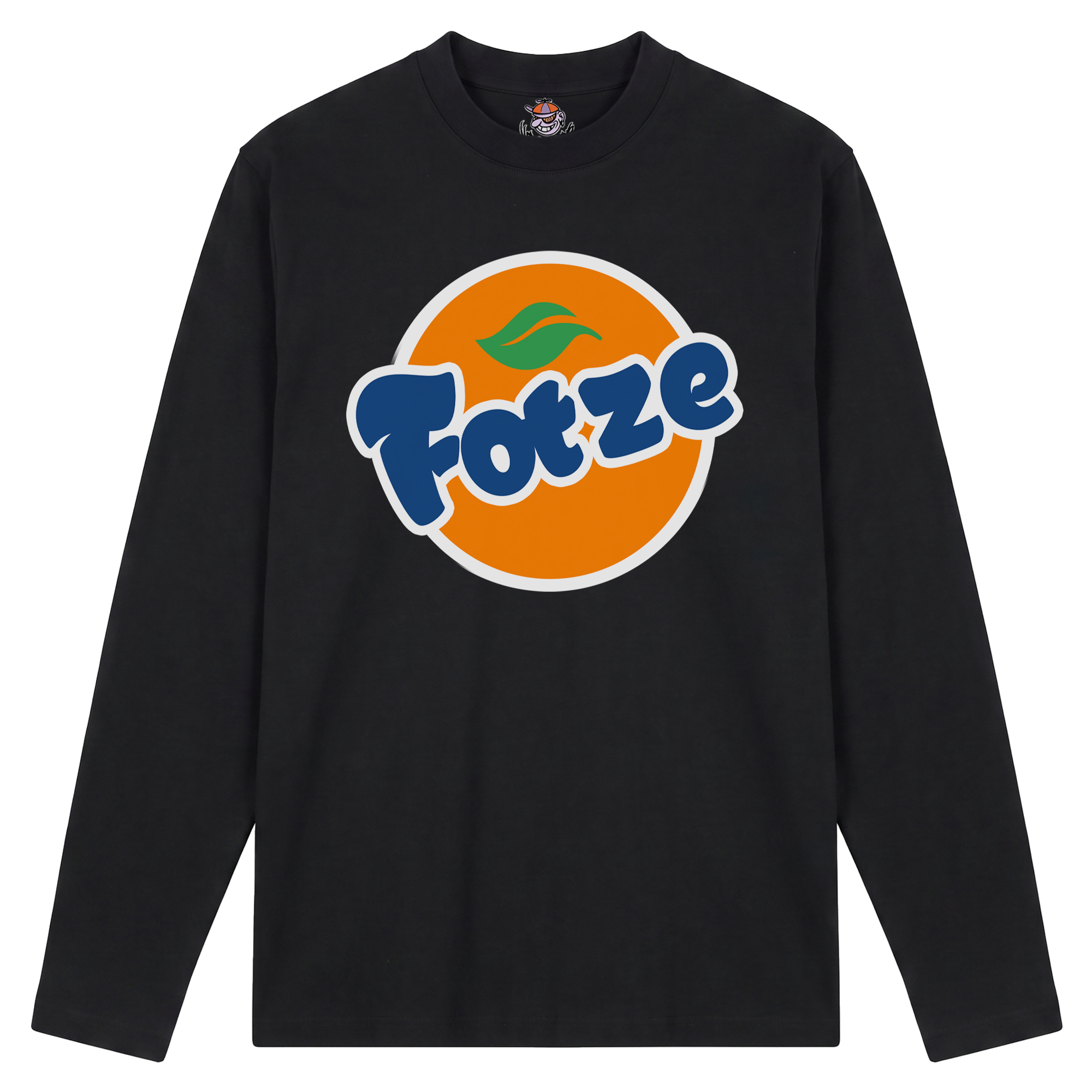 Produktbild schwarzes Longsleeve mit der Aufschrift "Fotze"