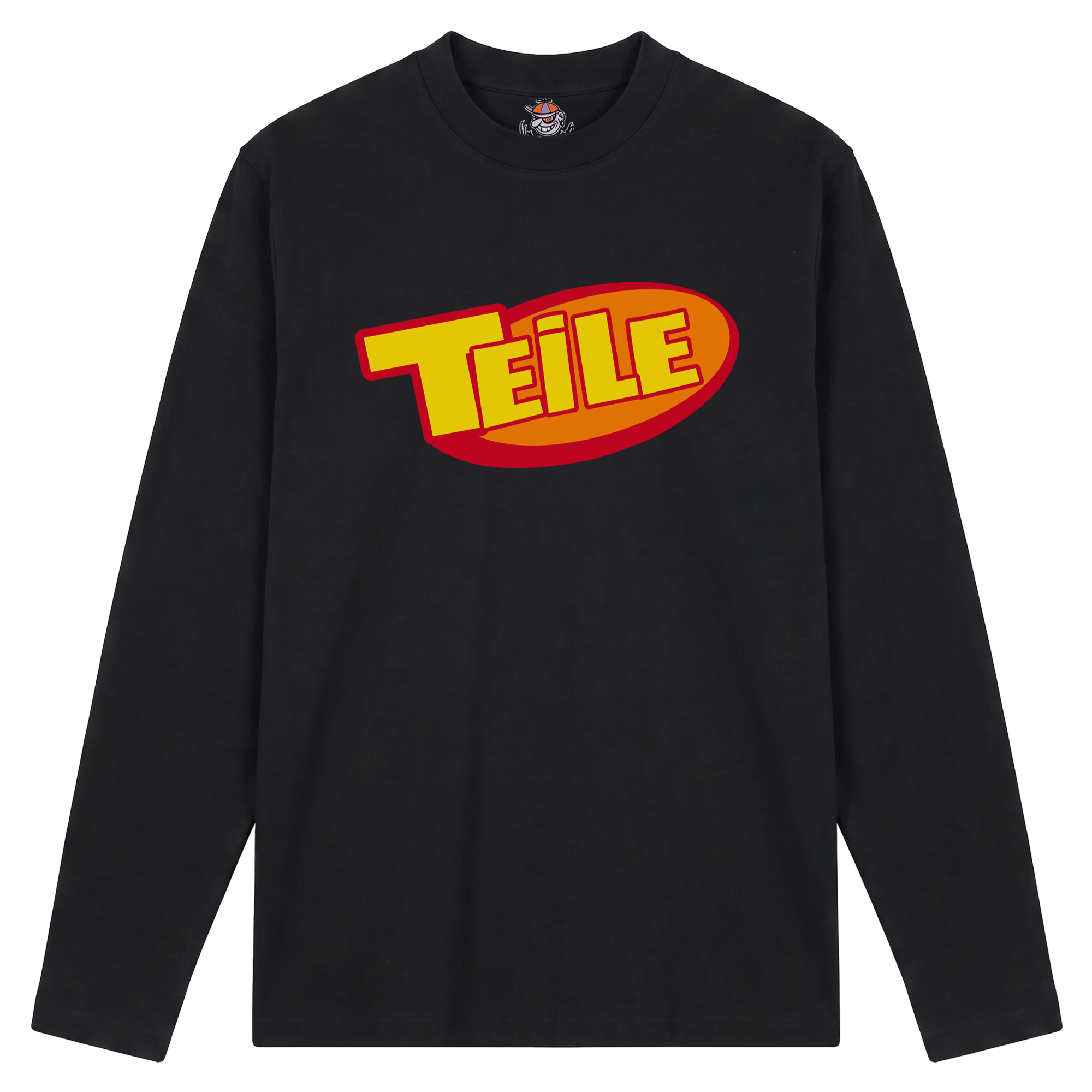 Schwarzes Longsleeve mit der Auschrift "Teile"