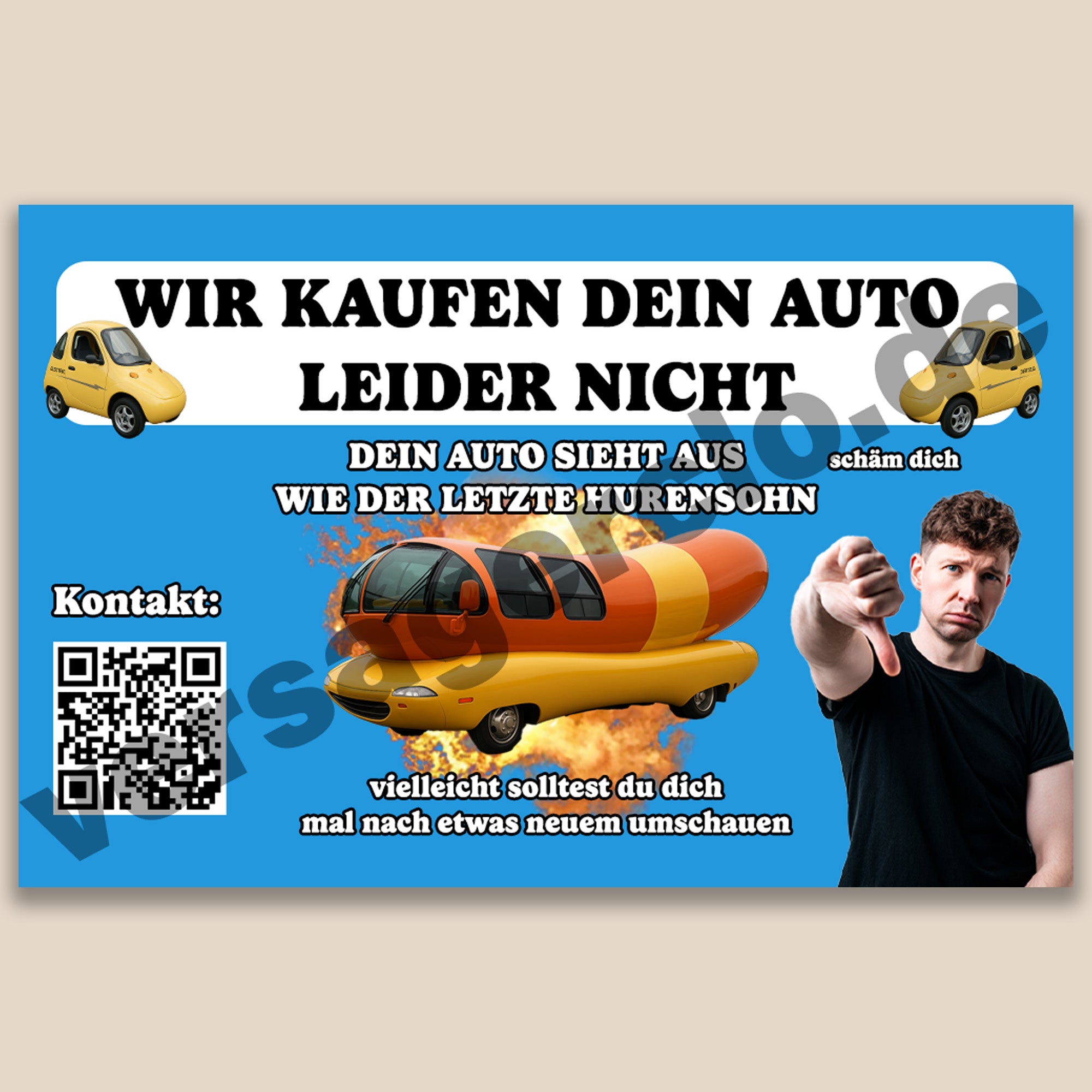 Wir kaufen dein Auto leider nicht Visitenkarte