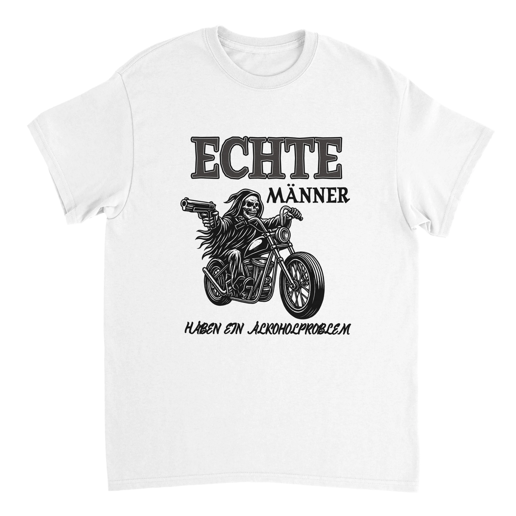 Echte Männer haben ein Alkoholproblem Meme T-Shirt in weiß