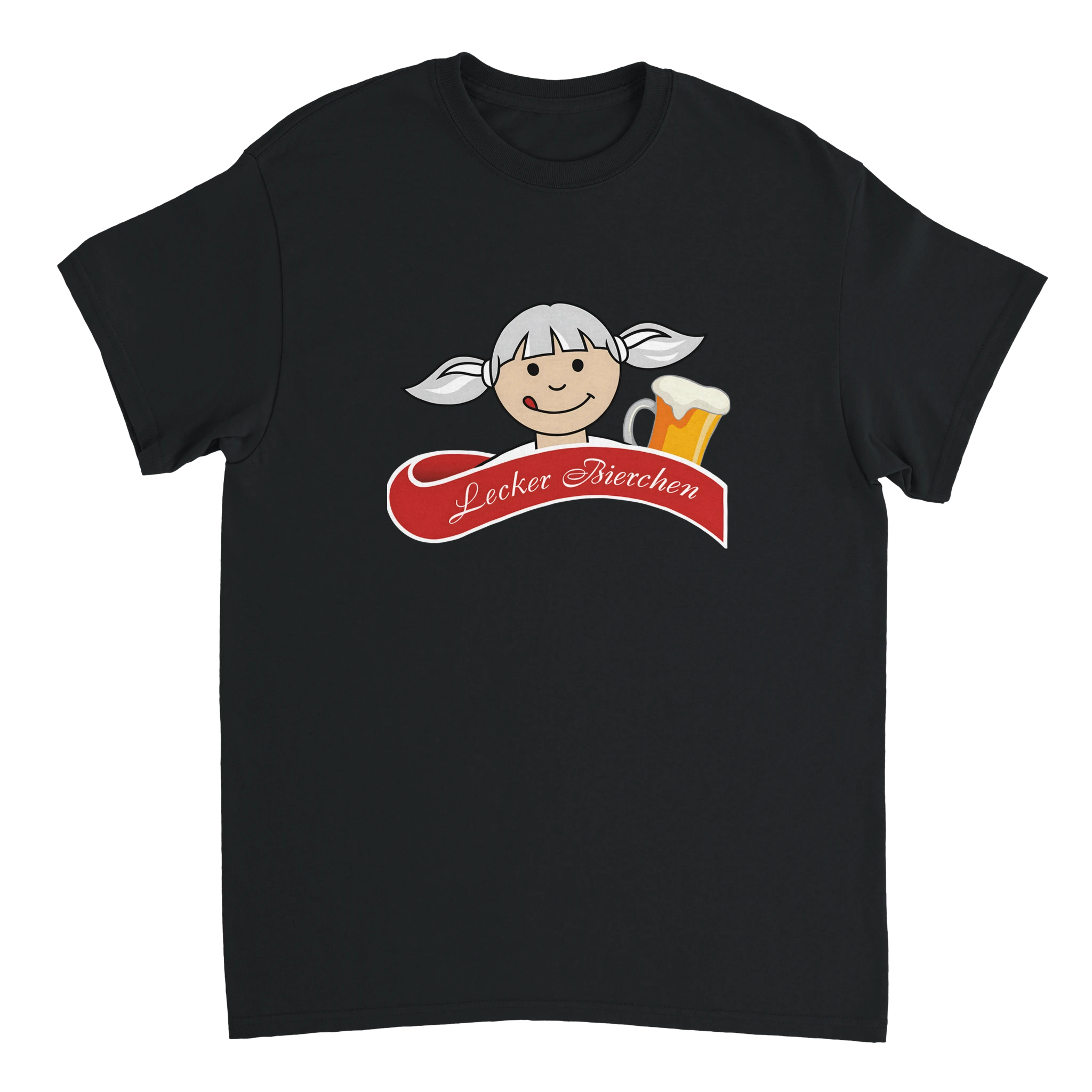 Schwarzes Lecker Bierchen Meme T-Shirt mit Bierkrug