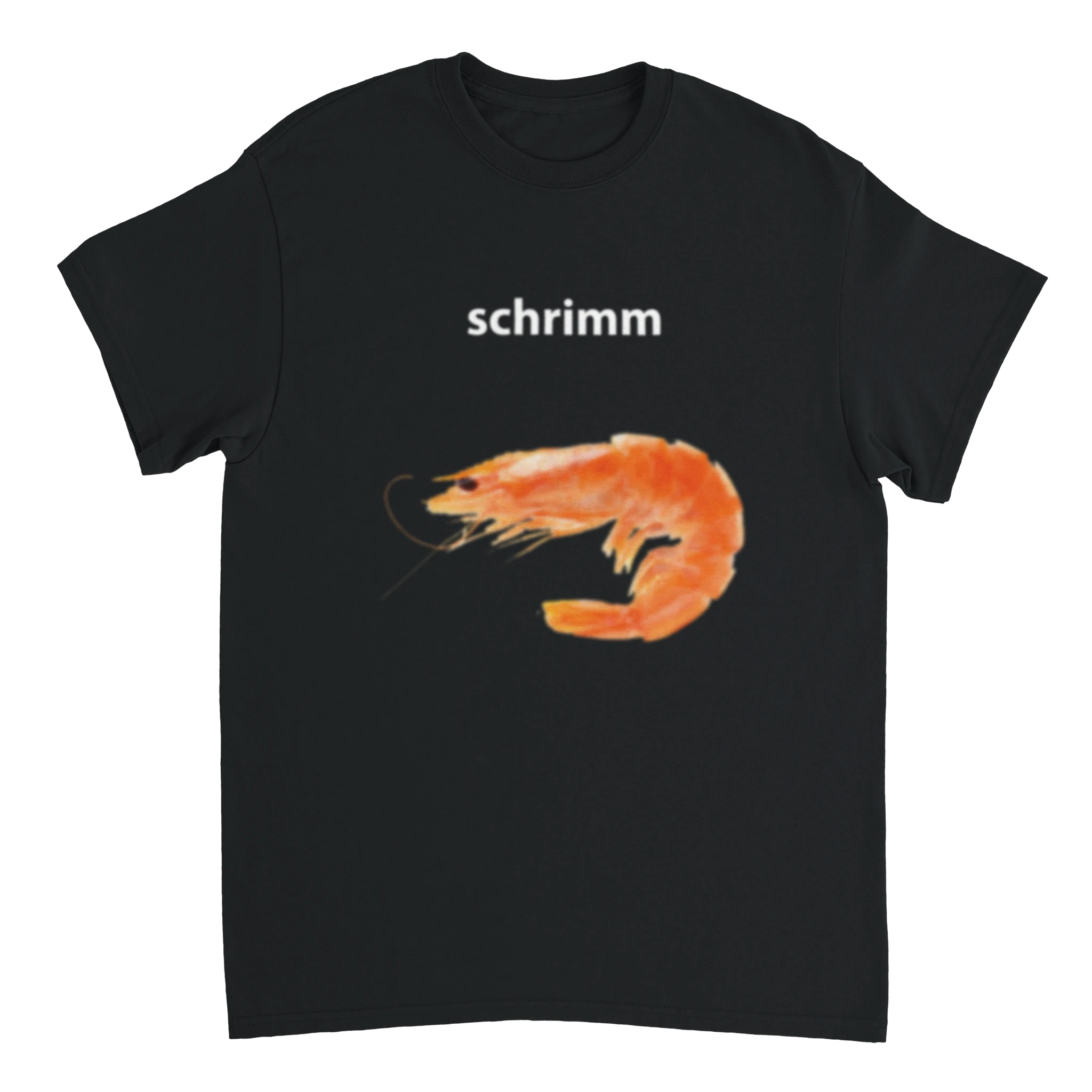 schrimm Meme T-Shirt in schwarz mit einem Shrimp