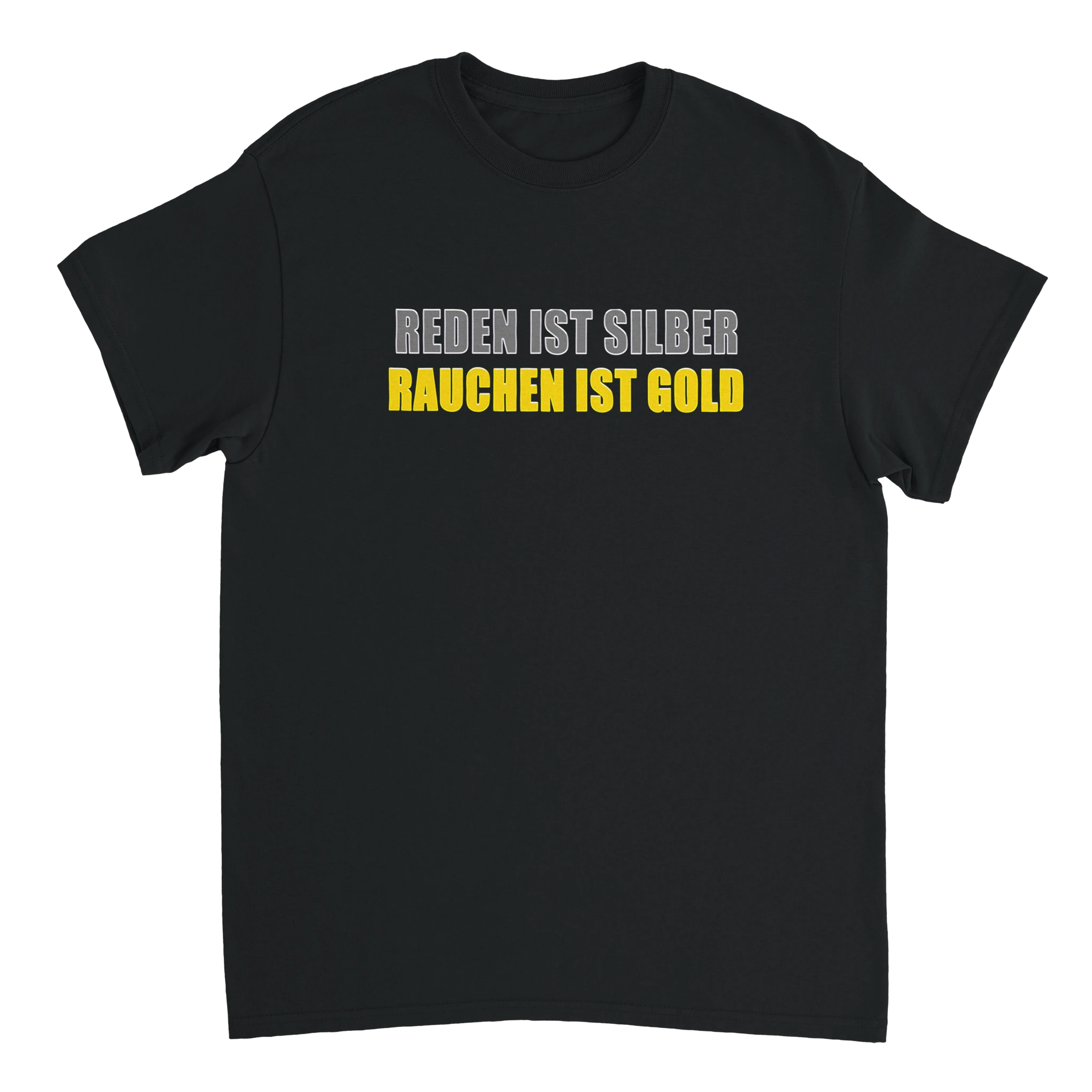 Reden ist silber, rauchen ist gold Meme T-Shirt in schwarz