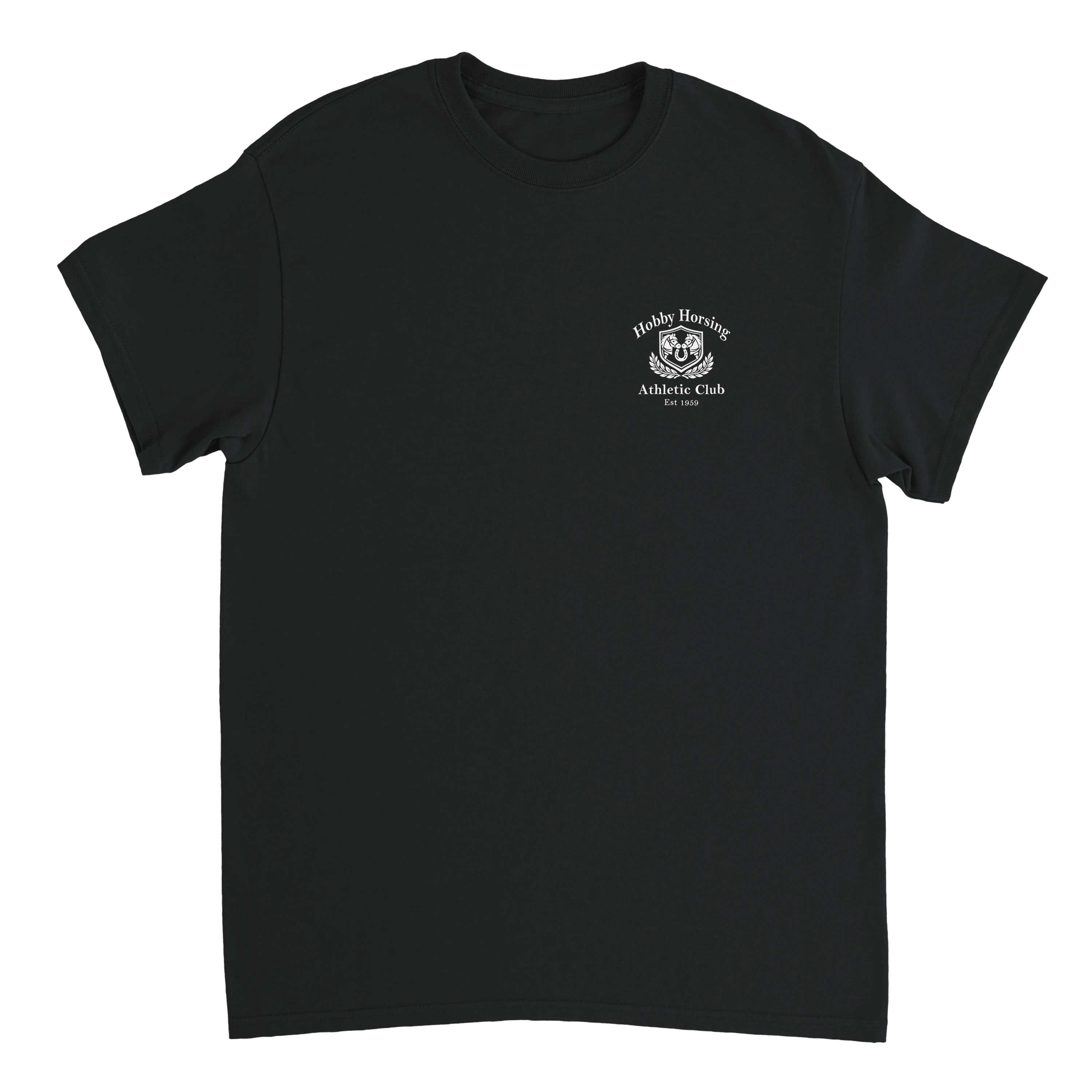 schwarzes T-Shirt Hobby Horsing Athletic Club Brustdruck