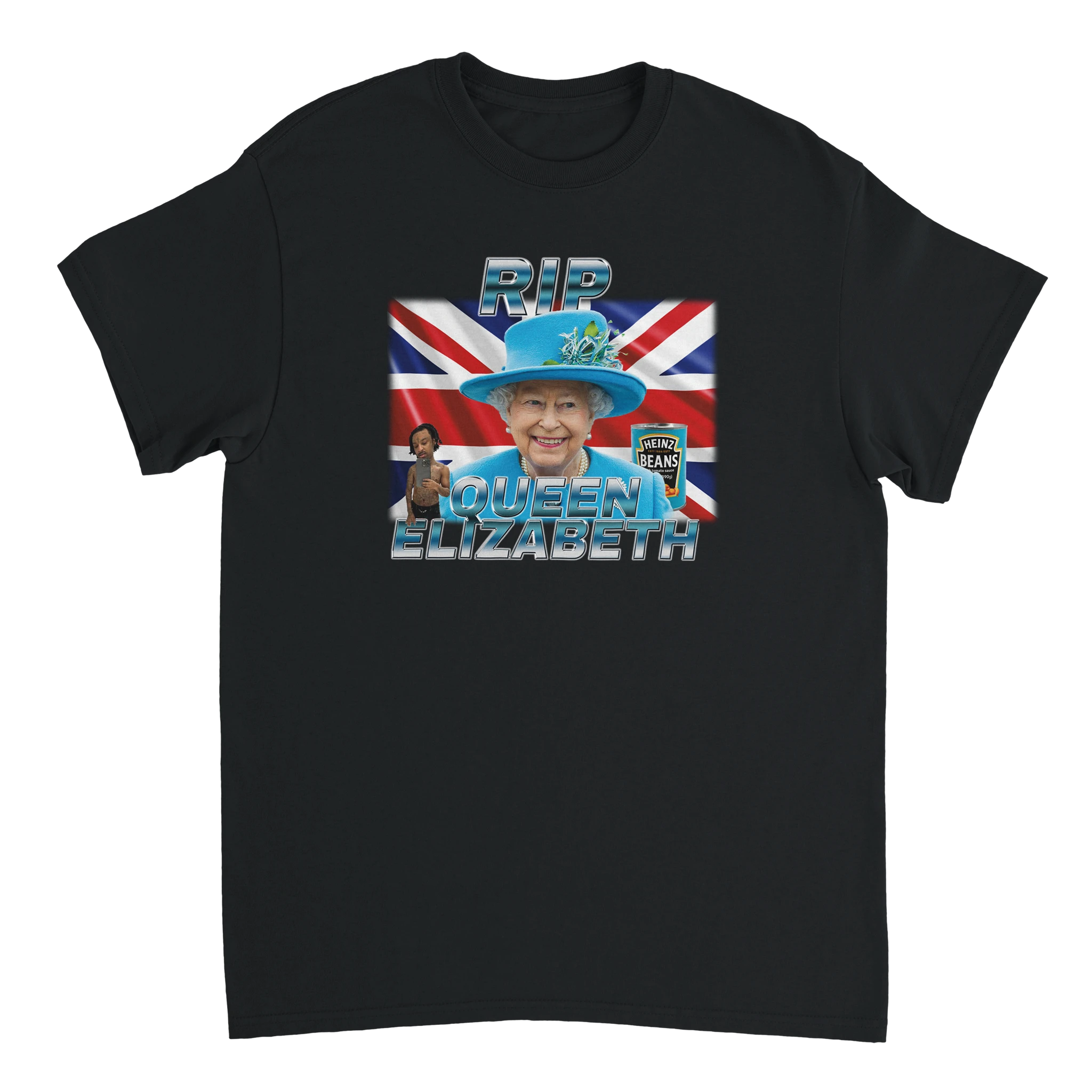 Rip Queen Elizabeth T-Shirt in schwarz