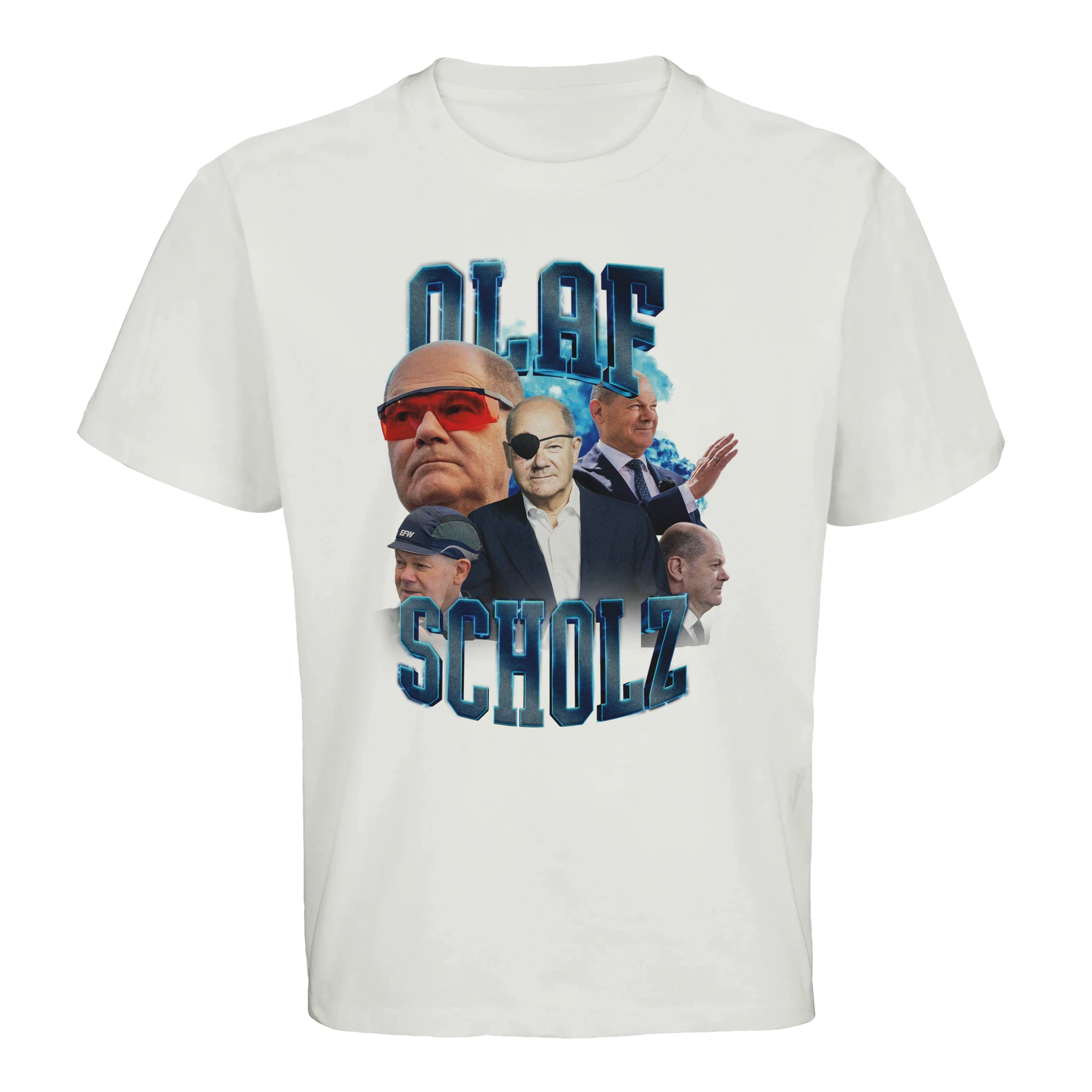 Olaf Scholz Oversized T-Shirt in Weiß im 90s Bootleg Style