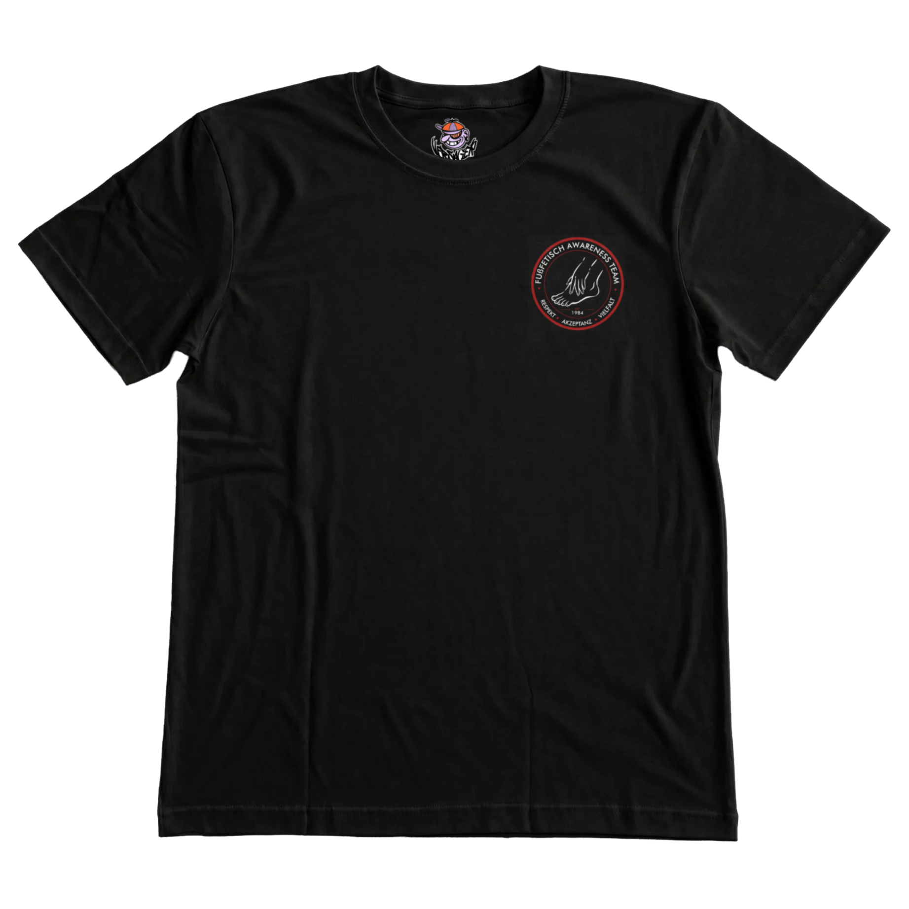 Fußfetisch Awareness Team Beidseitiger Logo Druck T-Shirt
