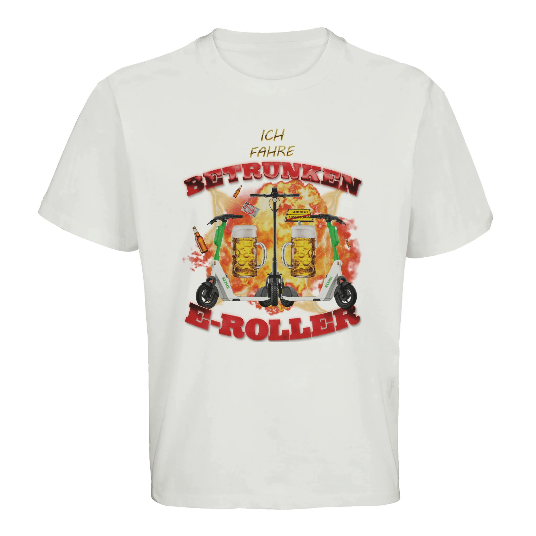 Ich fahre betrunken E-Roller T-Shirt in weiß