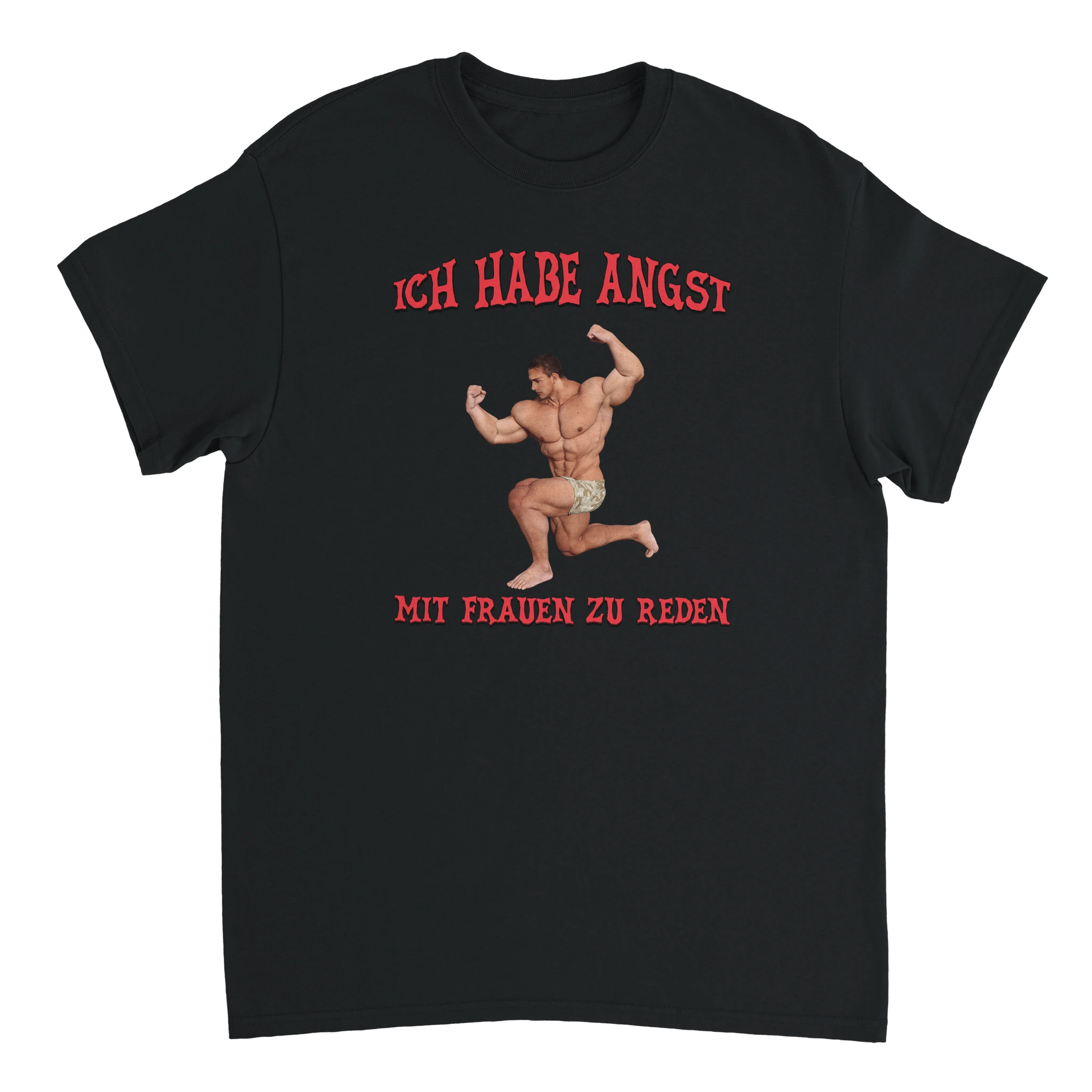 Ich habe Angst mit Frauen zu reden Bodybuilder T-Shirt schwarz