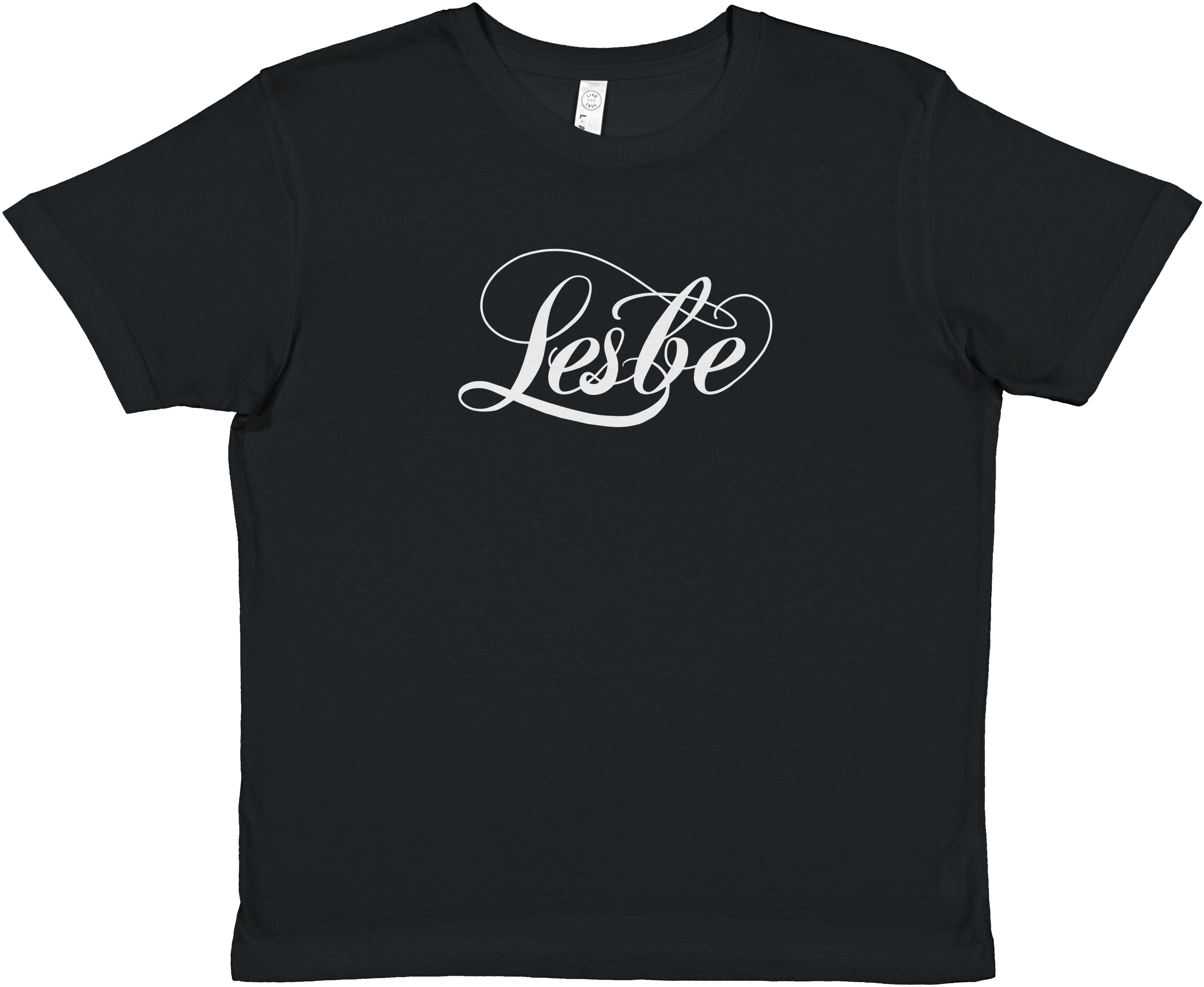 Produktbild von schwarzem Baby Tee mit der Aufschrift Lesbe