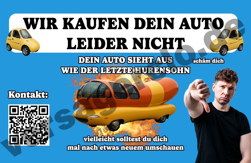 Wir kaufen dein Auto leider nicht Visitenkarte